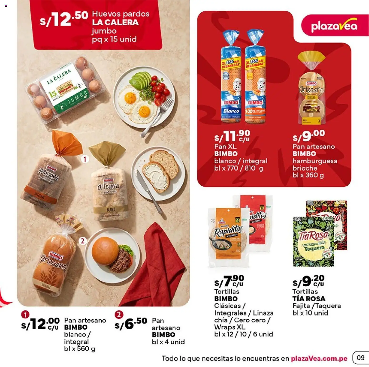 Catálogo Plaza Vea válido desde 16/07/2026 | Página: 9 | Productos: Huevos, Pan