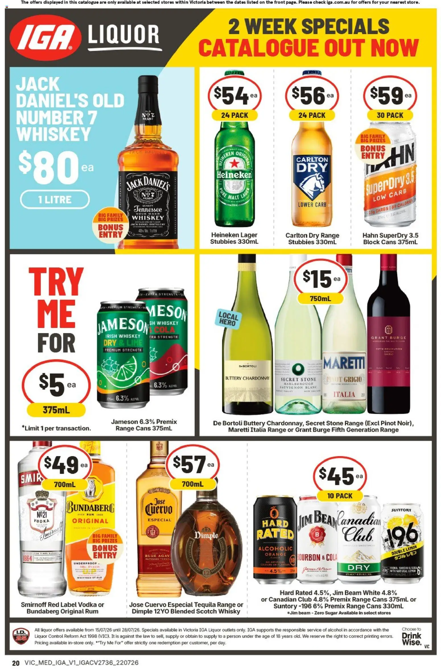 IGA catalogue - valid from 27/07/2026 | Page: 10 | Products: Whiskey, Rum, Lemon, Scotch