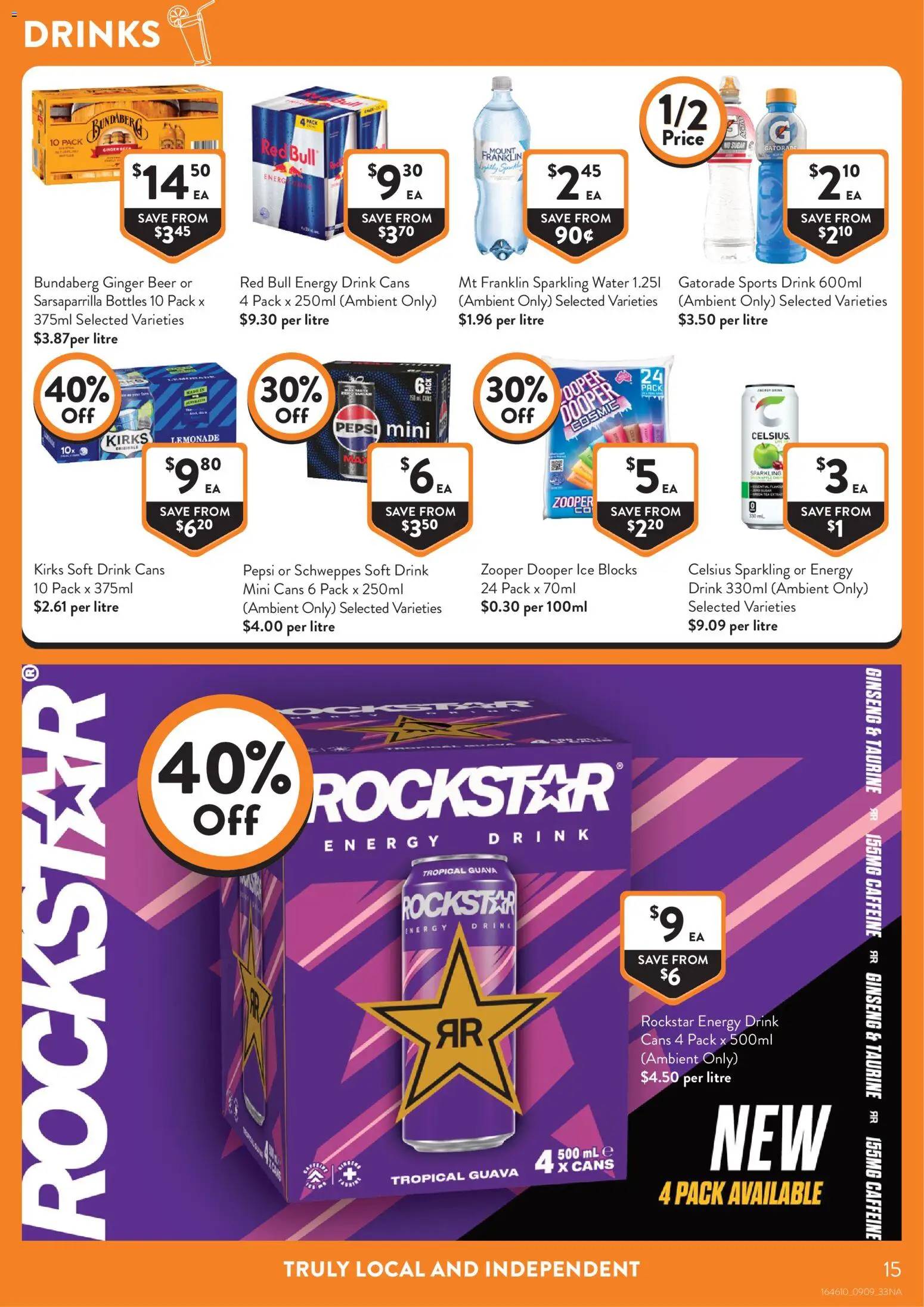 Foodworks catalogue - valid from 09/09/2026 | Page: 15 | Products: Drinks, Energy drink, Beer, Water