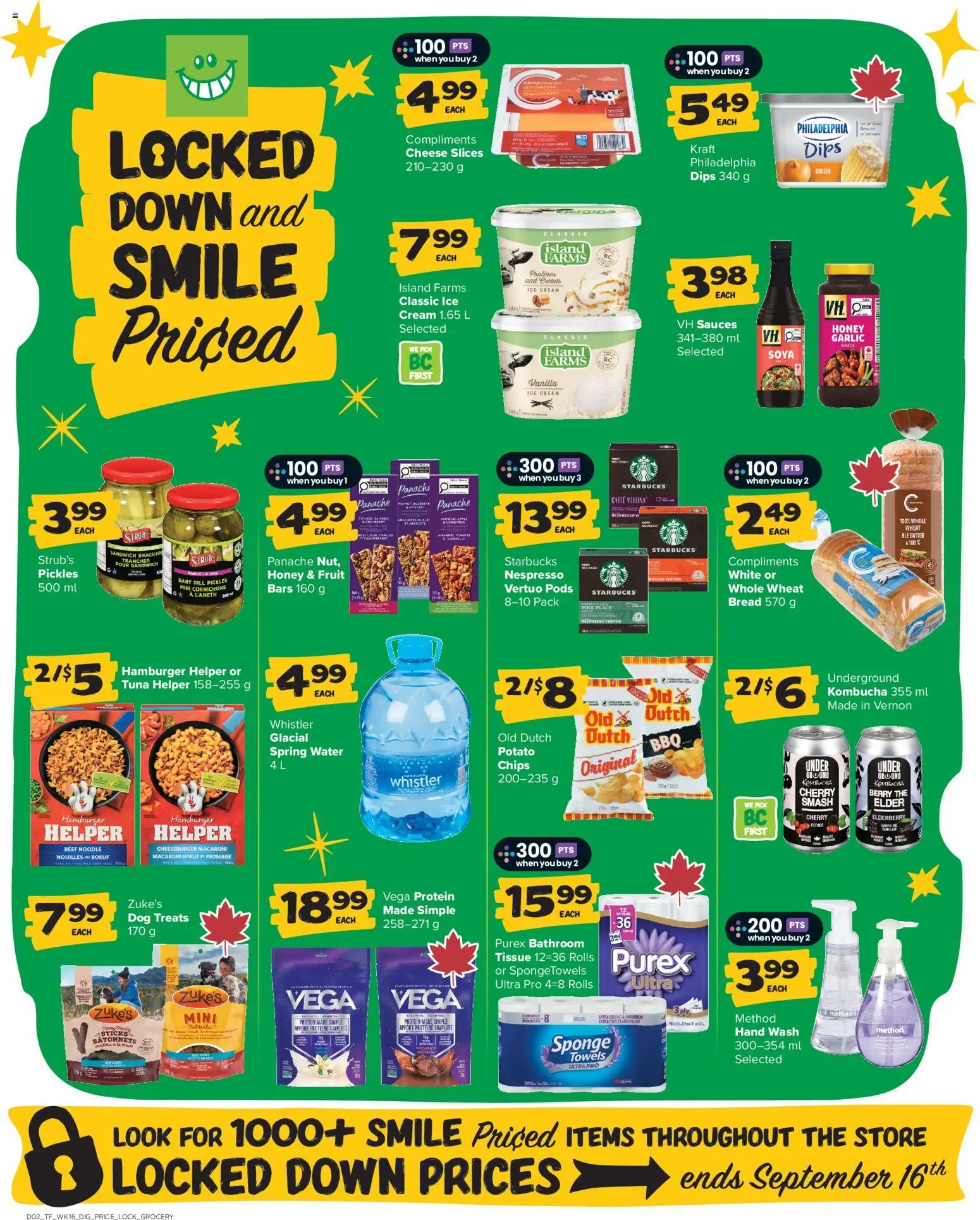 Thrifty Foods flyer valid from Aug 13, 2026 | Page: 10 | Products: Sponge, Towels, Bread, Ice