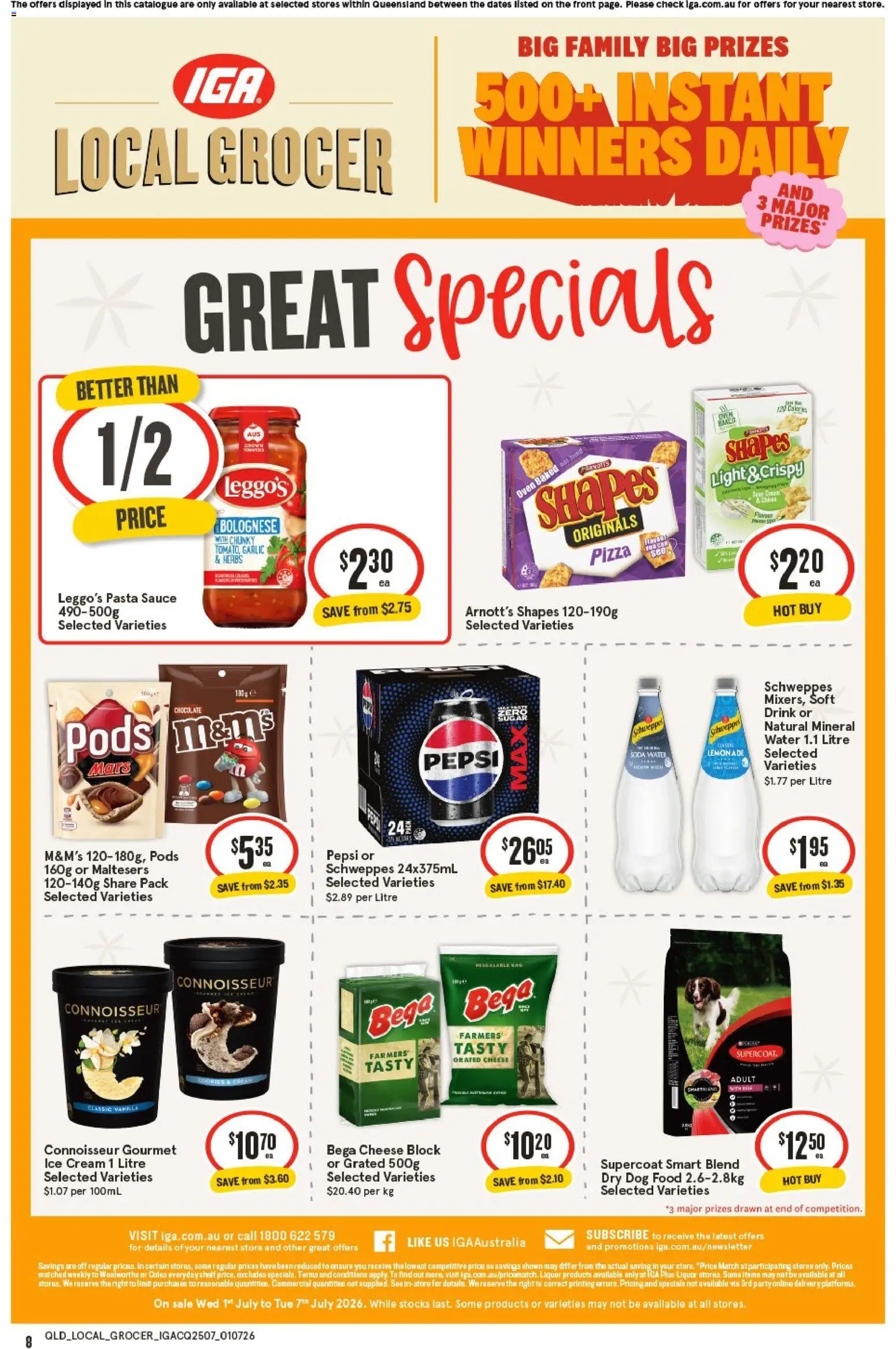 IGA catalogue - valid from 01/07/2026 | Page: 2 | Products: Cheese, Pizza, Ice cream, Lemon