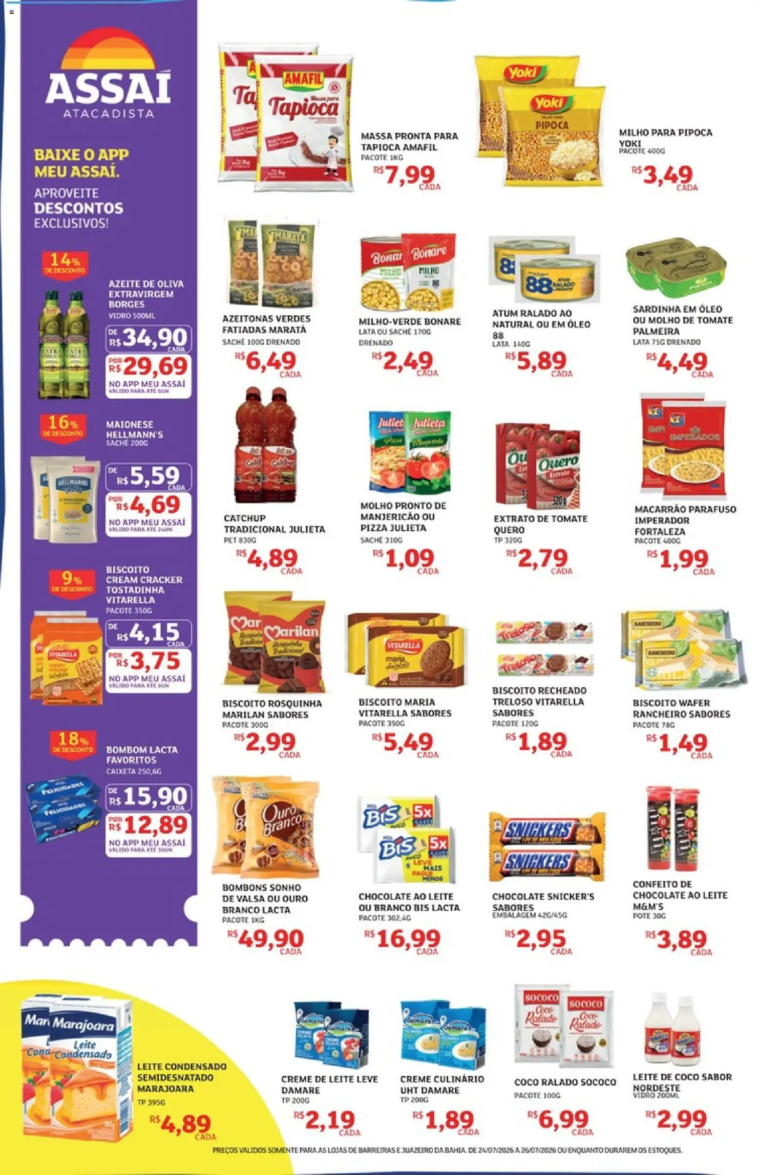 Assaí Atacadista Folheto - válido de 24/07/2026 | Página: 2 | Produtos: Biscoito, Maionese, Bombom, Leite condensado