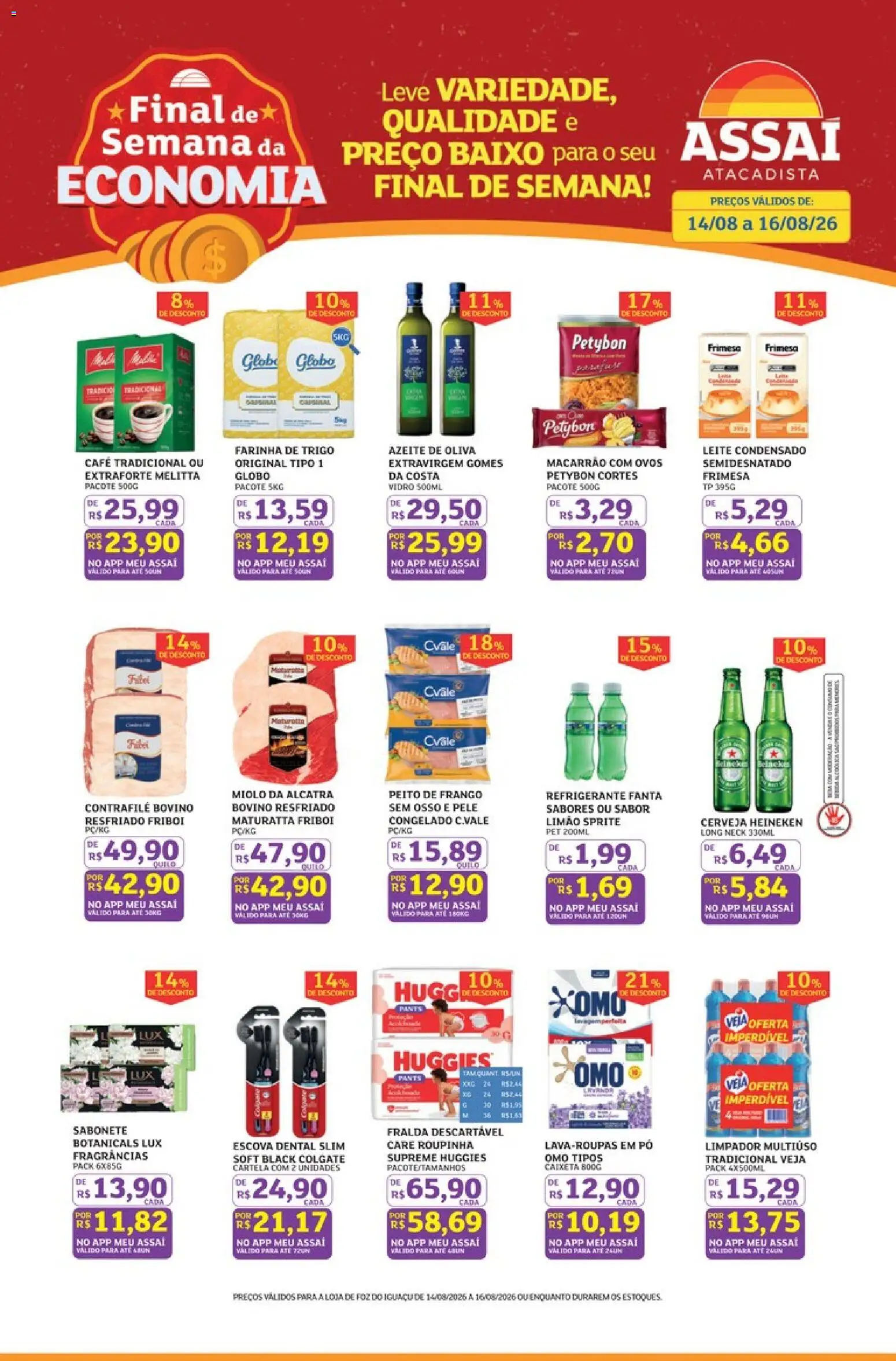 Assaí Atacadista Folheto - válido de 14/08/2026 | Página: 1 | Produtos: Fanta, Farinha de trigo, Café, Frango