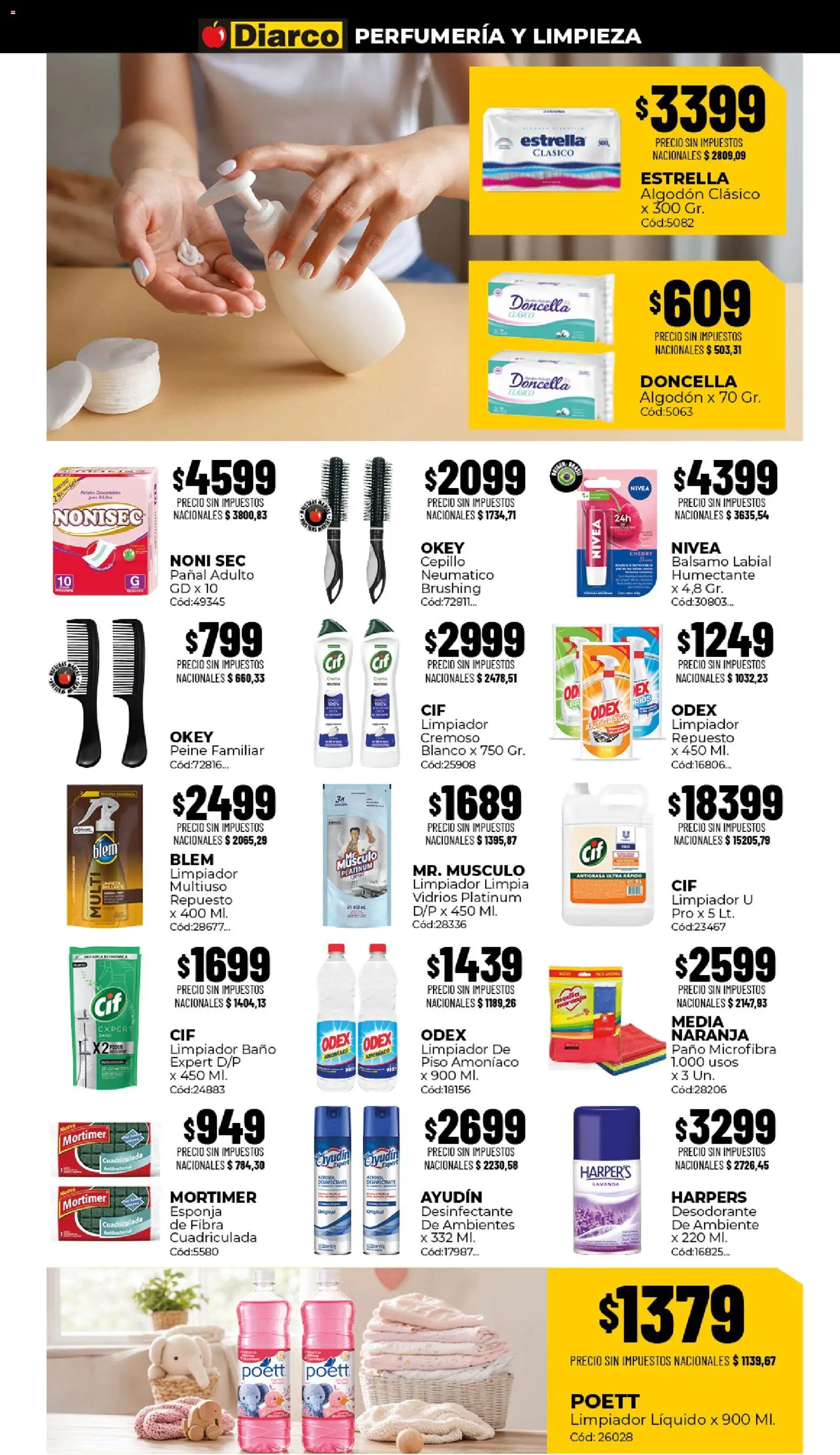 Diarco - Ofertas Interior │ válido desde el 03/08/2026 | Página: 15 | Productos: Desinfectante, Algodón, Desodorante, Limpiador