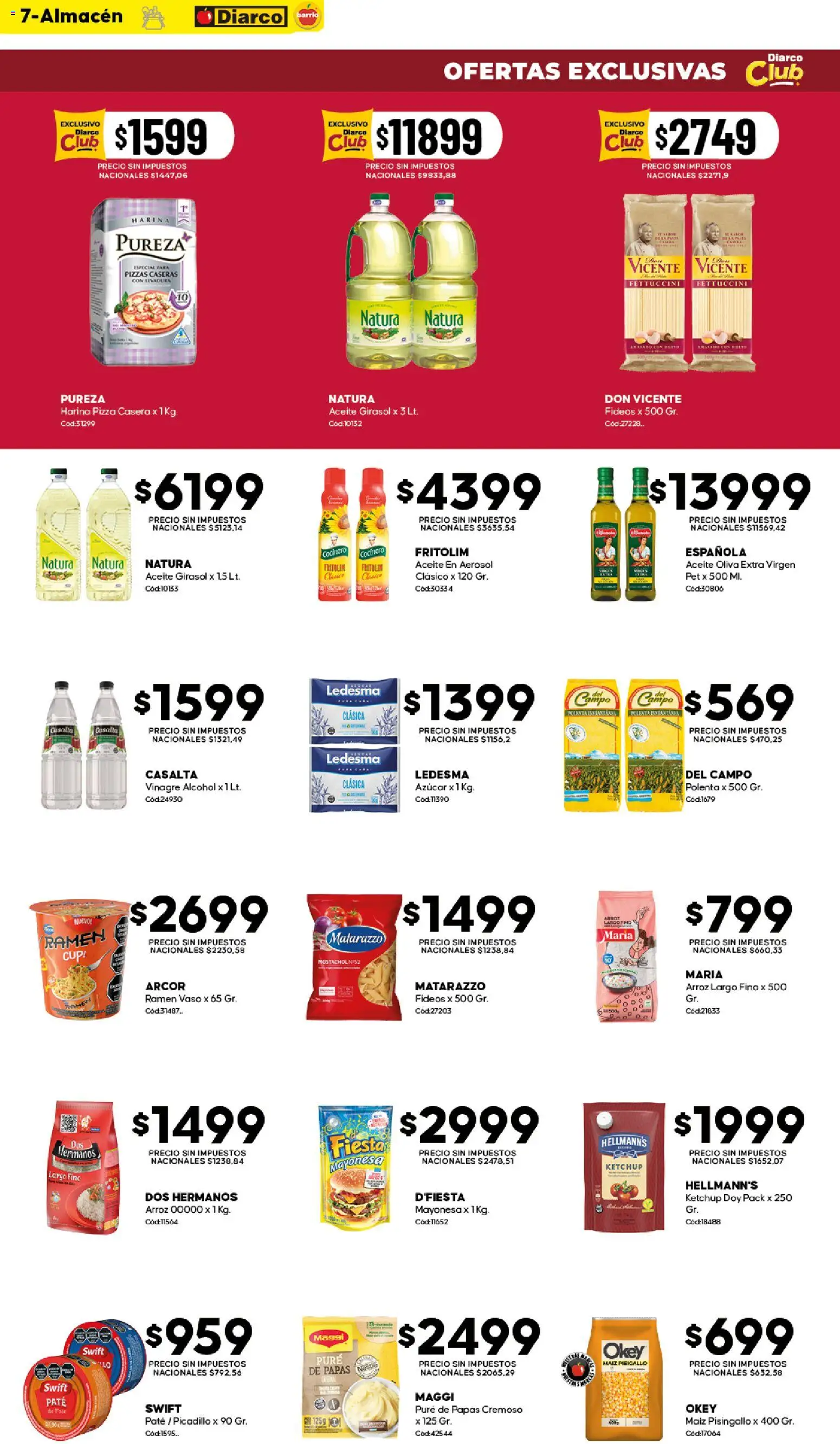 Diarco - Ofertas Diarco Barrio │ válido desde el 10/08/2026 | Página: 7 | Productos: Levadura, Harina, Azucar, Maiz