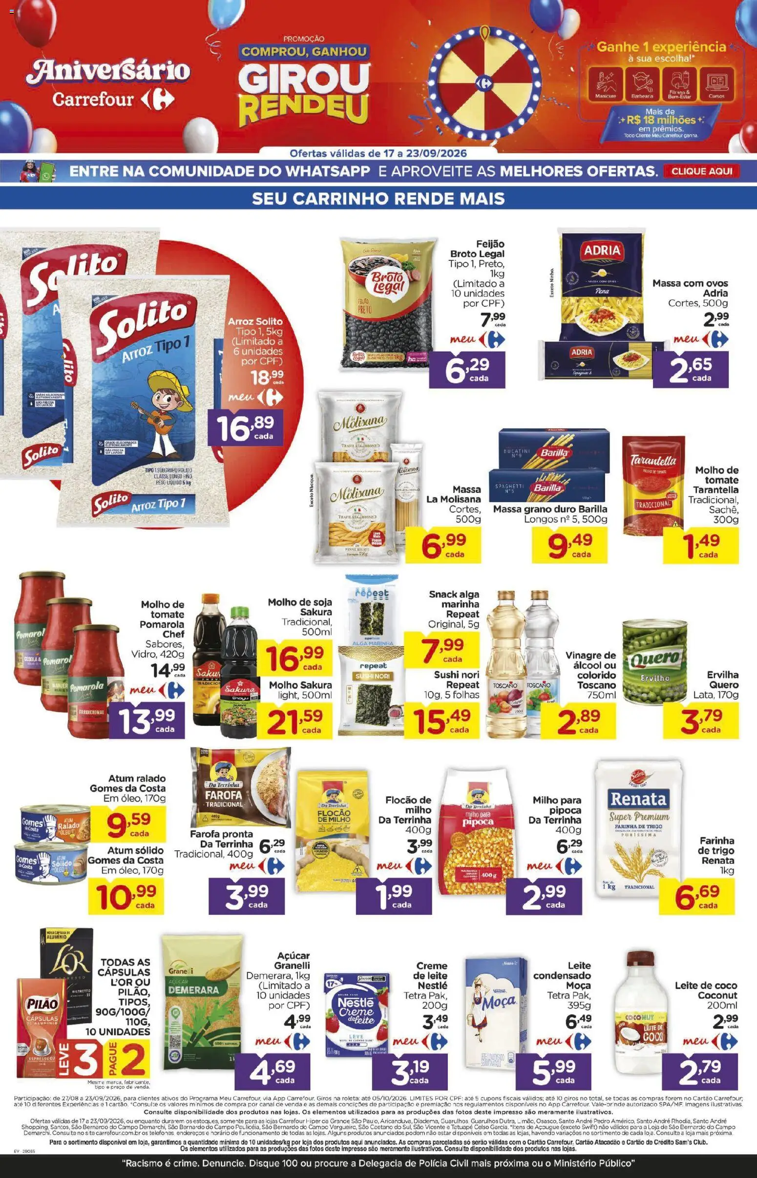 Carrefour Folheto - válido de 17/09/2026 | Página: 2 | Produtos: Coco, Feijão, Farinha, Álcool