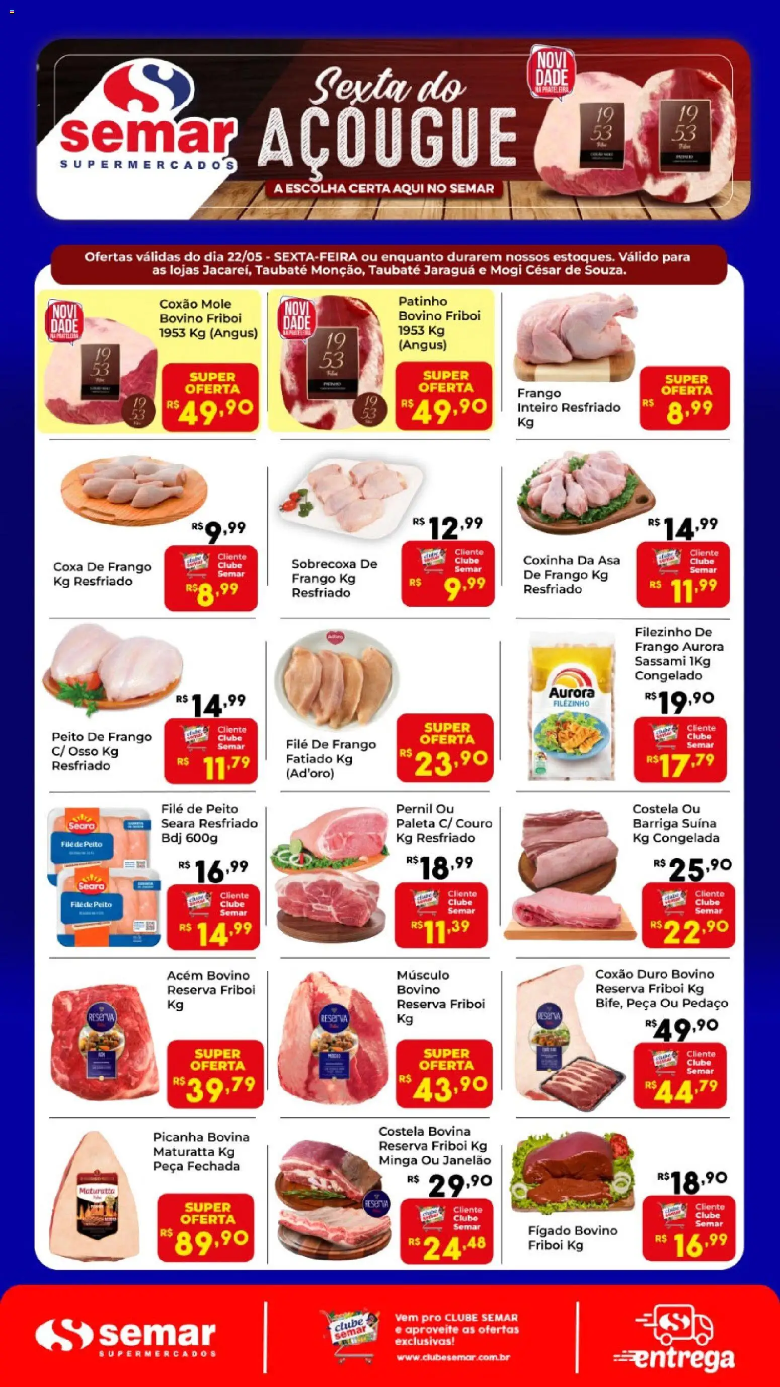 Semar Supermercado Folheto - válido de 22.05.2026 | Página: 1 | Produtos: Acém, Picanha, Filé de frango, Frango