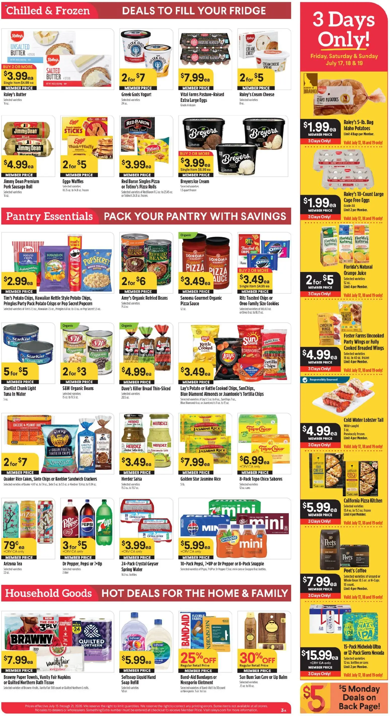 Raley's Weekly Ad - valid from 07/15/2026 | Page: 4 | Products: Cheese, Pork, Water, Sauce