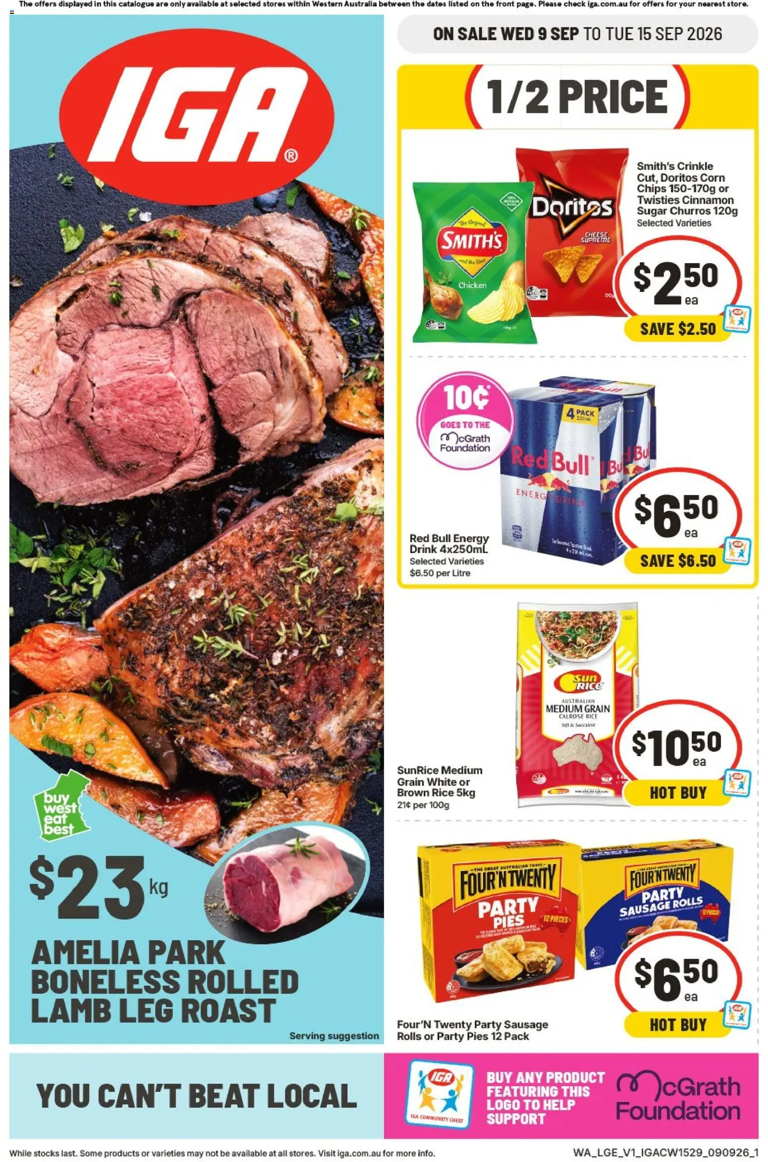 IGA catalogue - valid from 09/09/2026 | Page: 1 | Products: Chips, Sugar, Pies, Roast