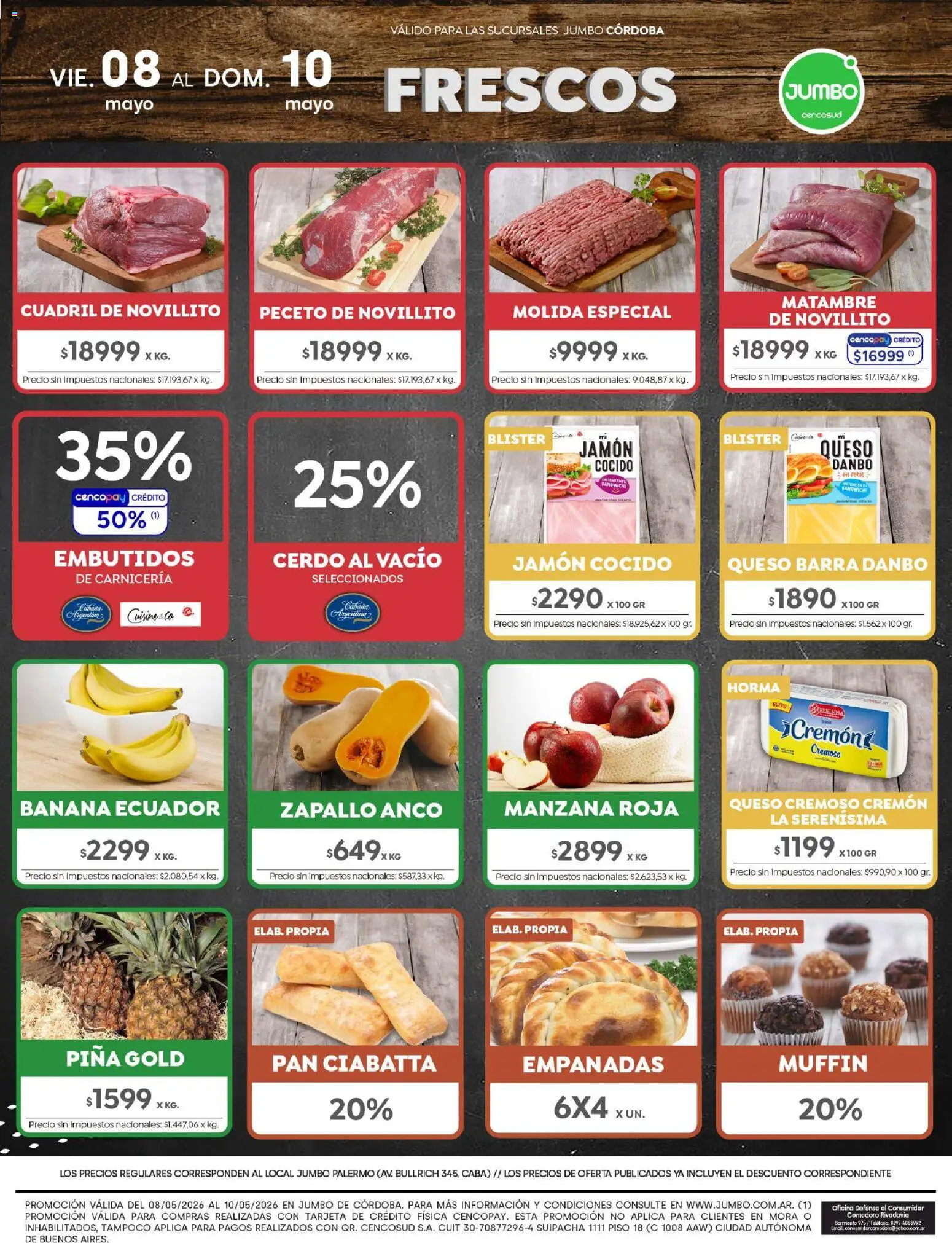 Jumbo - Ofertas | Córdoba │ válido desde el 08.05.2026 | Página: 8 | Productos: Zapallo, Jamón cocido, Manzana, Piña
