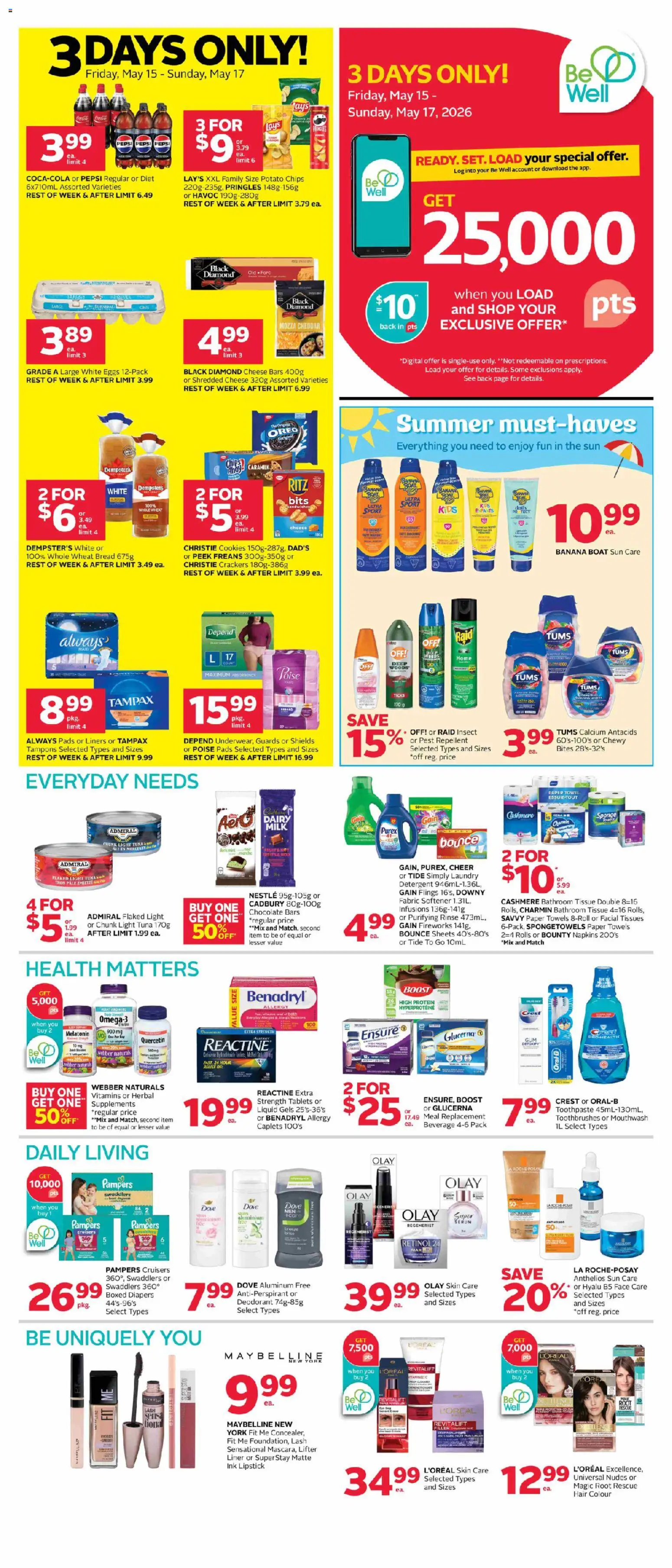 Rexall flyer valid from 15.05.2026 | Page: 2 | Products: Chips, Cookies, Lipstick, Fabric softener