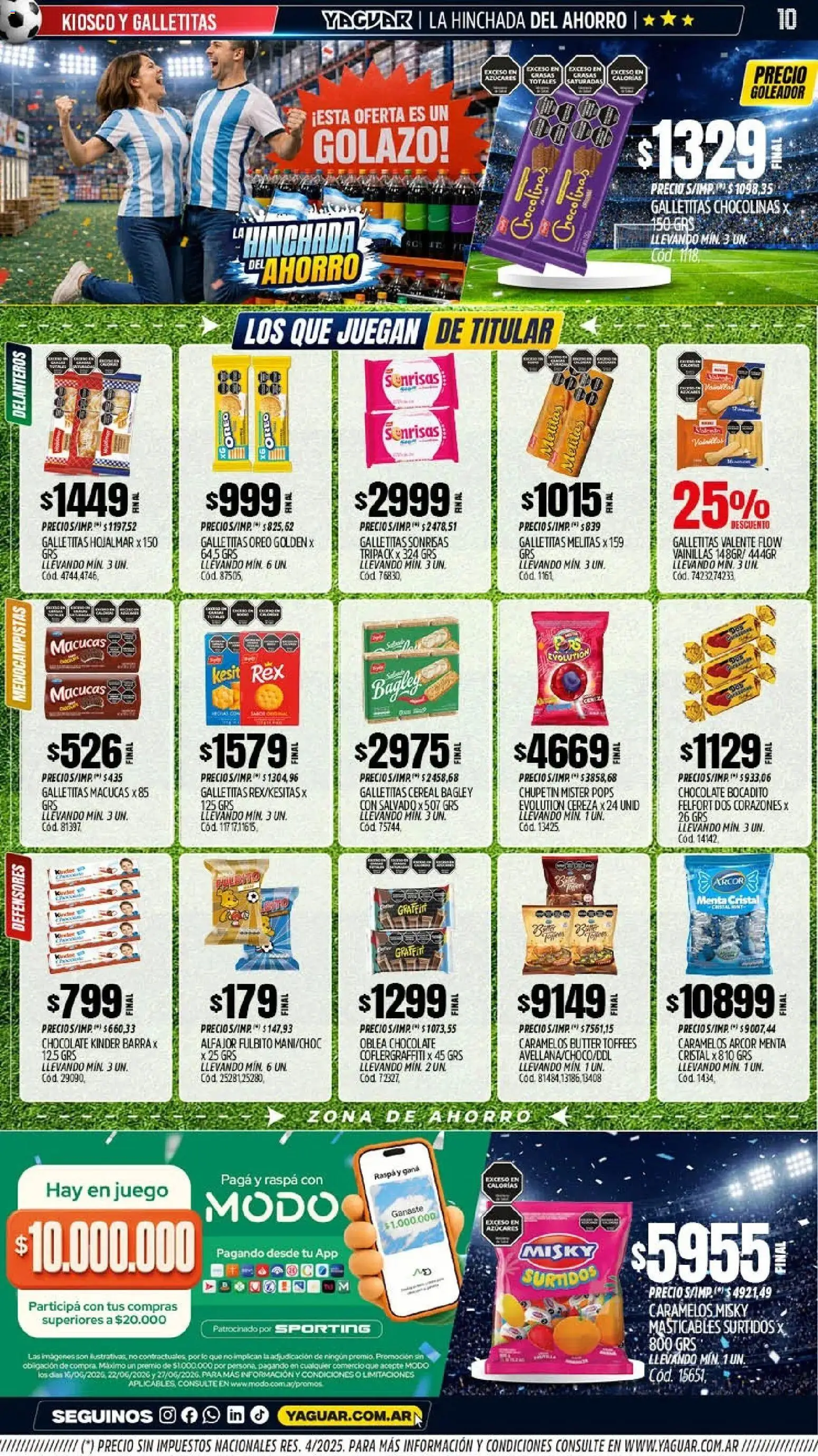 Yaguar - Oferta Semanal San Juan │ válido desde el 15.06.2026 | Página: 10 | Productos: Galletitas, Chocolate, Alfajor