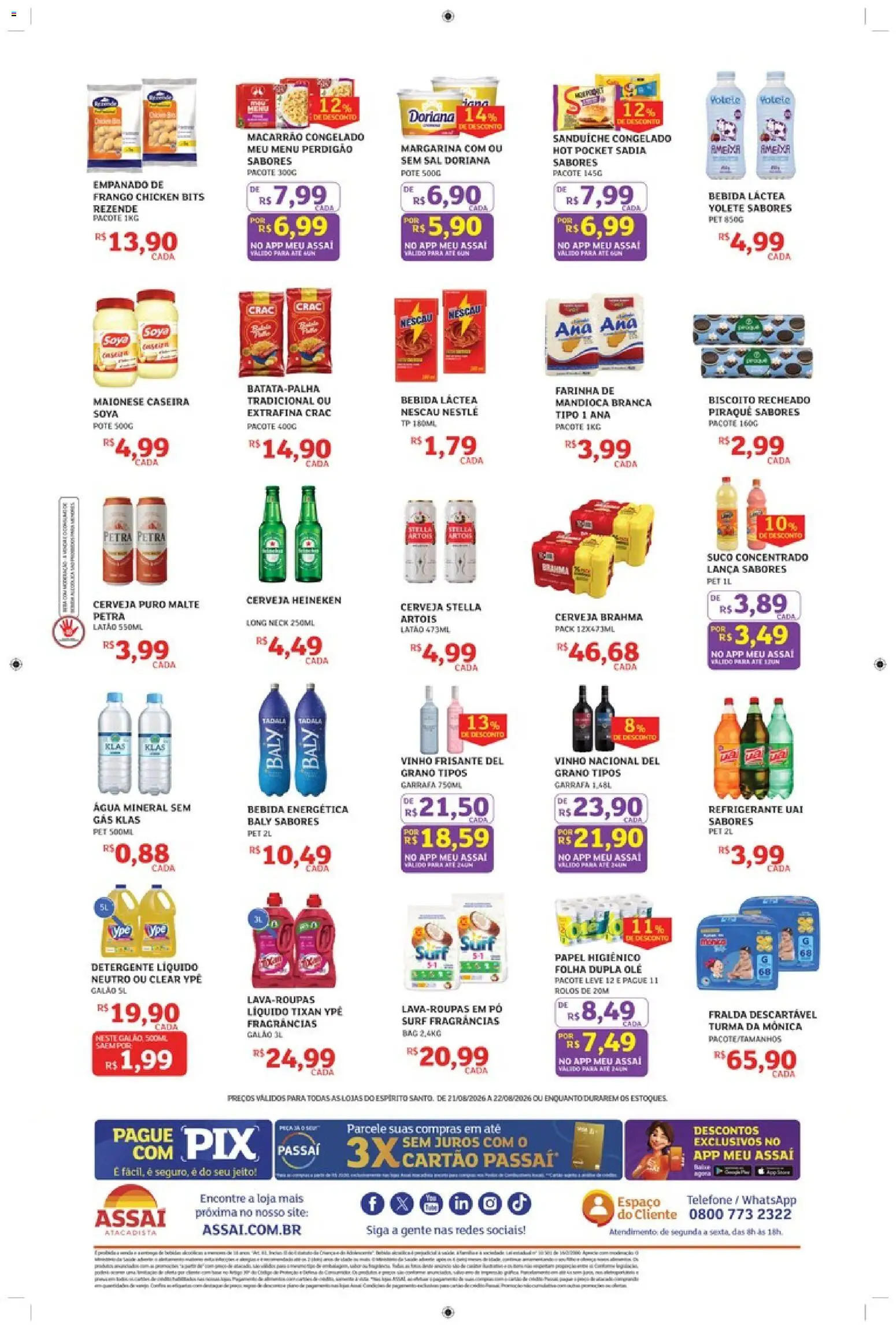 Assaí Atacadista Folheto - válido de 21/08/2026 | Página: 2 | Produtos: Mandioca, Pó, Bebida energética, Cerveja