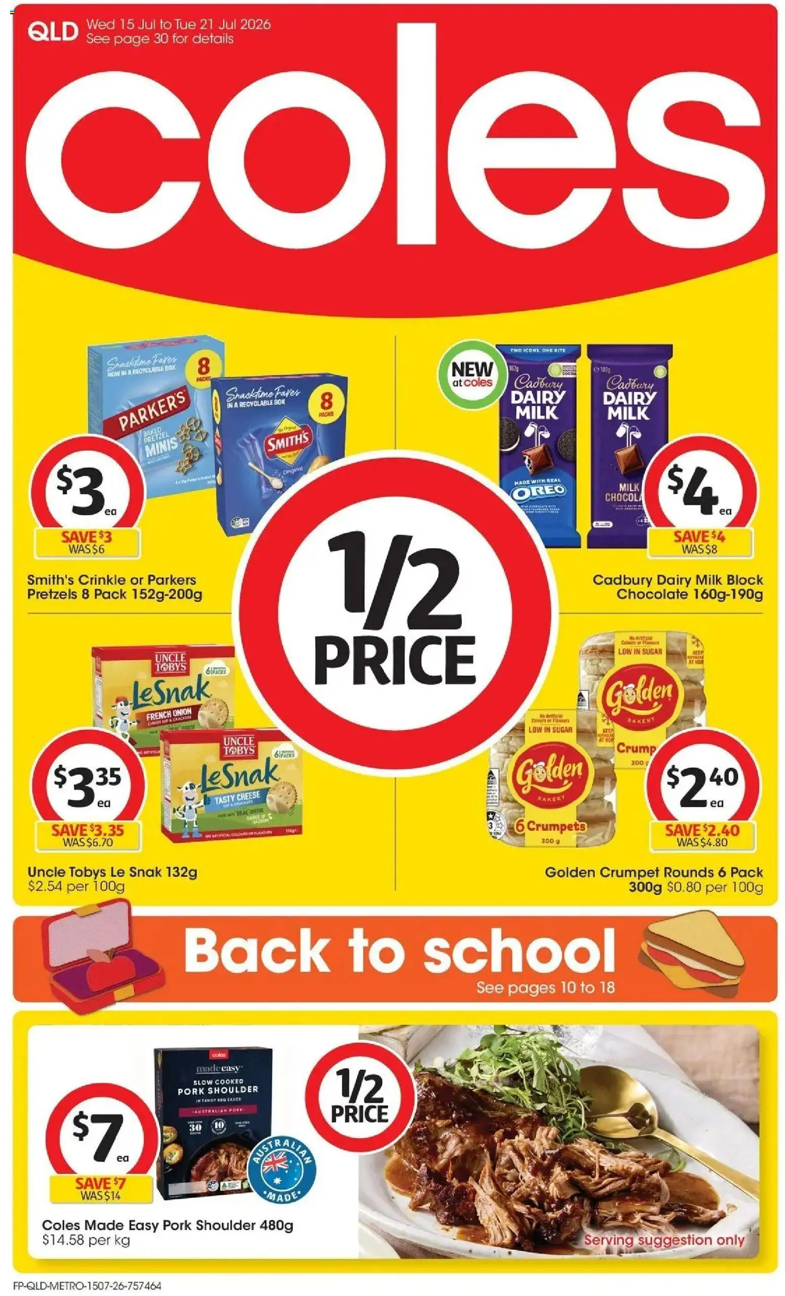 Coles catalogue - valid from 15/07/2026 | Page: 1 | Products: Cheese, Pork, Sauce, Onion