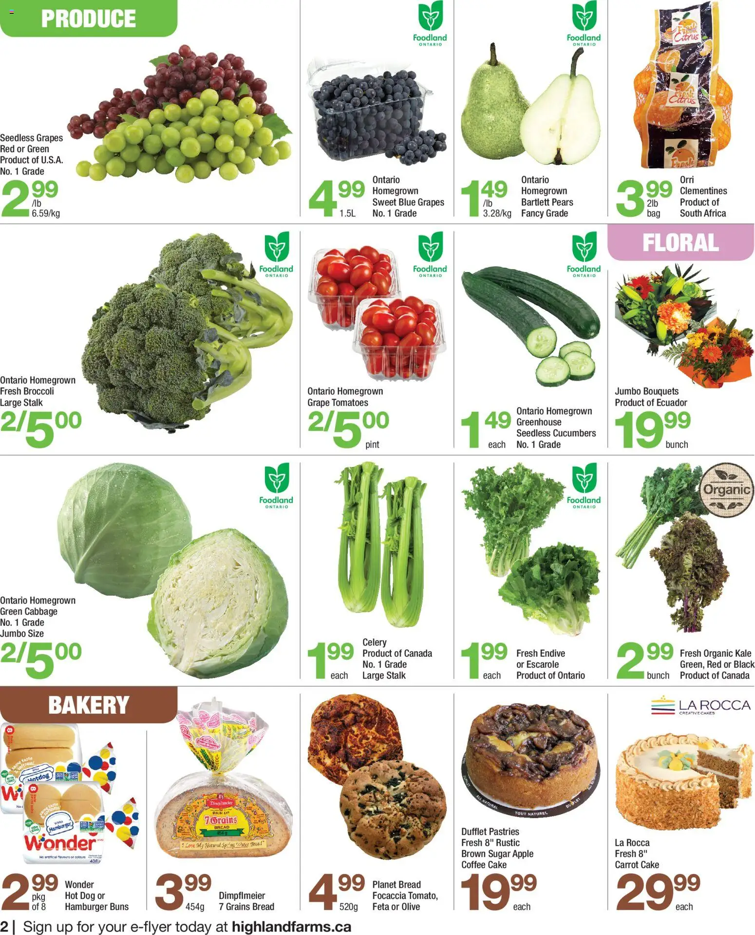 Highland Farms flyer valid from Sep 17, 2026 | Page: 2 | Products: Hamburger, Bread, Tomatoes, Pears