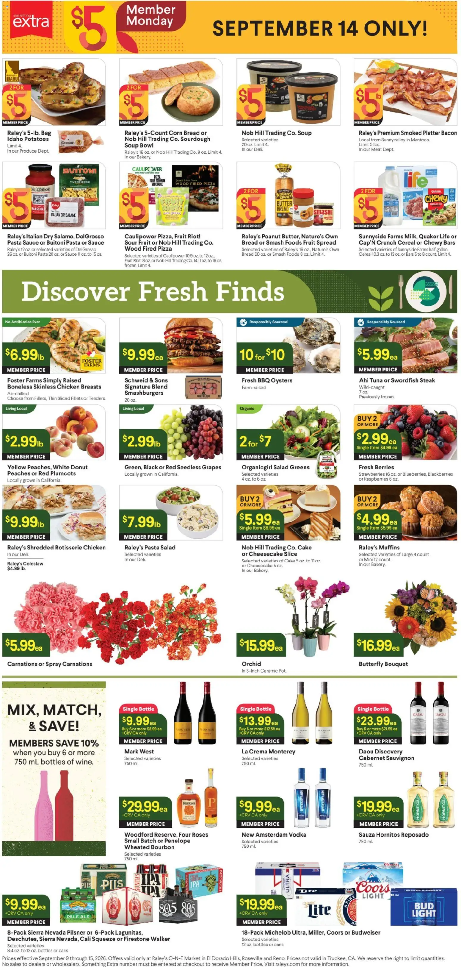 Raley's Ad - valid from 09/09/2026 | Page: 2 | Products: Pizza, Greens, Cereal, Cheesecake