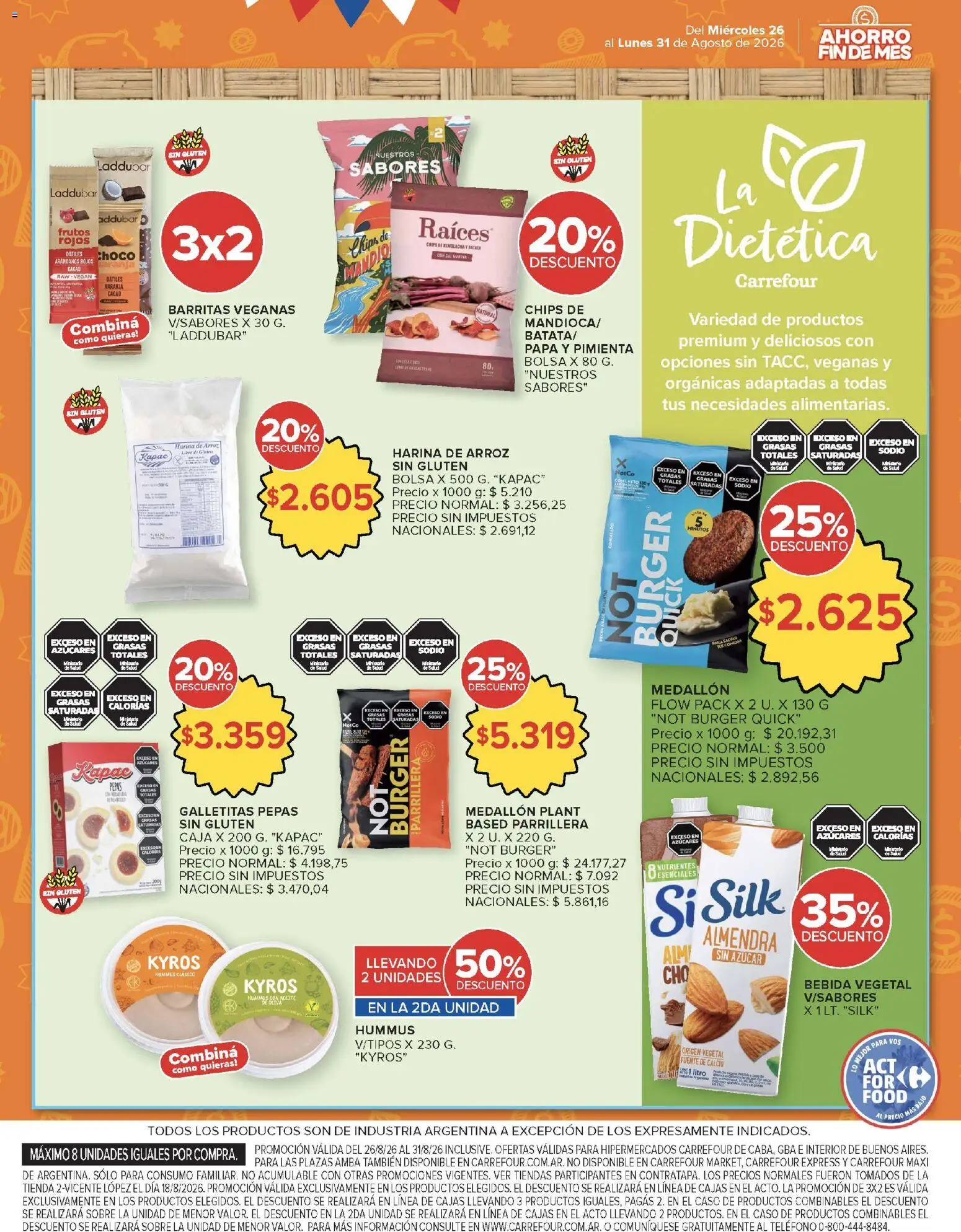 Carrefour ofertas │ válido desde el 26/08/2026 | Página: 20 | Productos: Bolsa, Hummus, Pimienta, Almendra