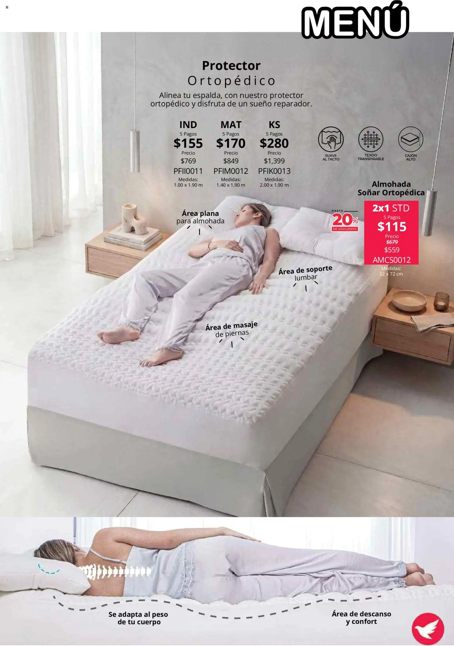Nuevas ofertas de Colchas Concord válidas en toda la República Mexicana desde el 01/08/2026. ¡Encuentra las mejores ofertas en Colchas Concord catálogo! | Página: 170 | Productos: Almohada