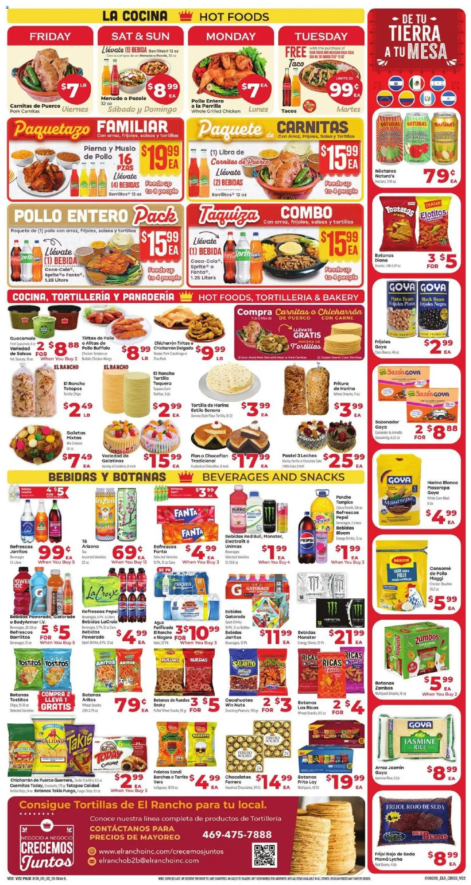 El Rancho Weekly Ad - valid from 09/02/2026 | Page: 3 | Products: Beverages, Chicken wings, Chocolate, Snacks