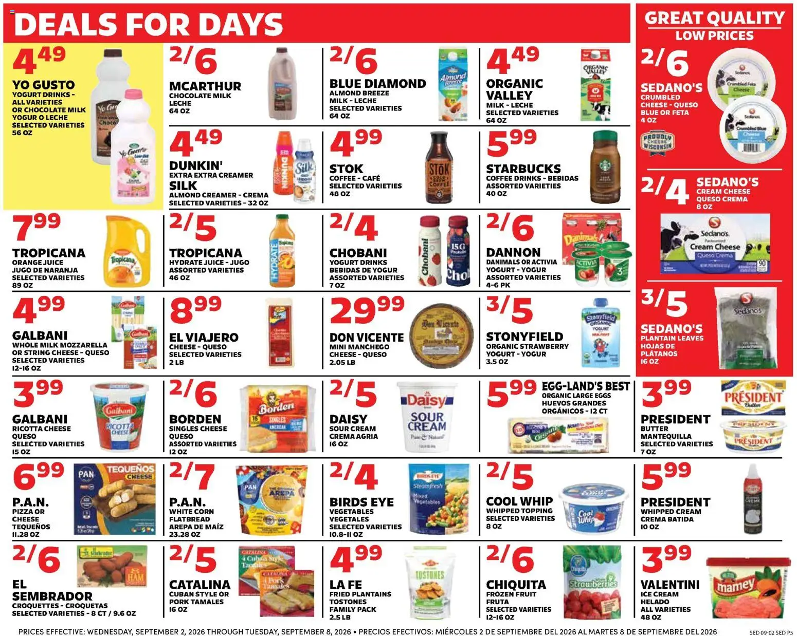 Sedano's Weekly Ad - valid from 09/02/2026 | Page: 5 | Products: Orange juice, Butter, Cream, Mozzarella