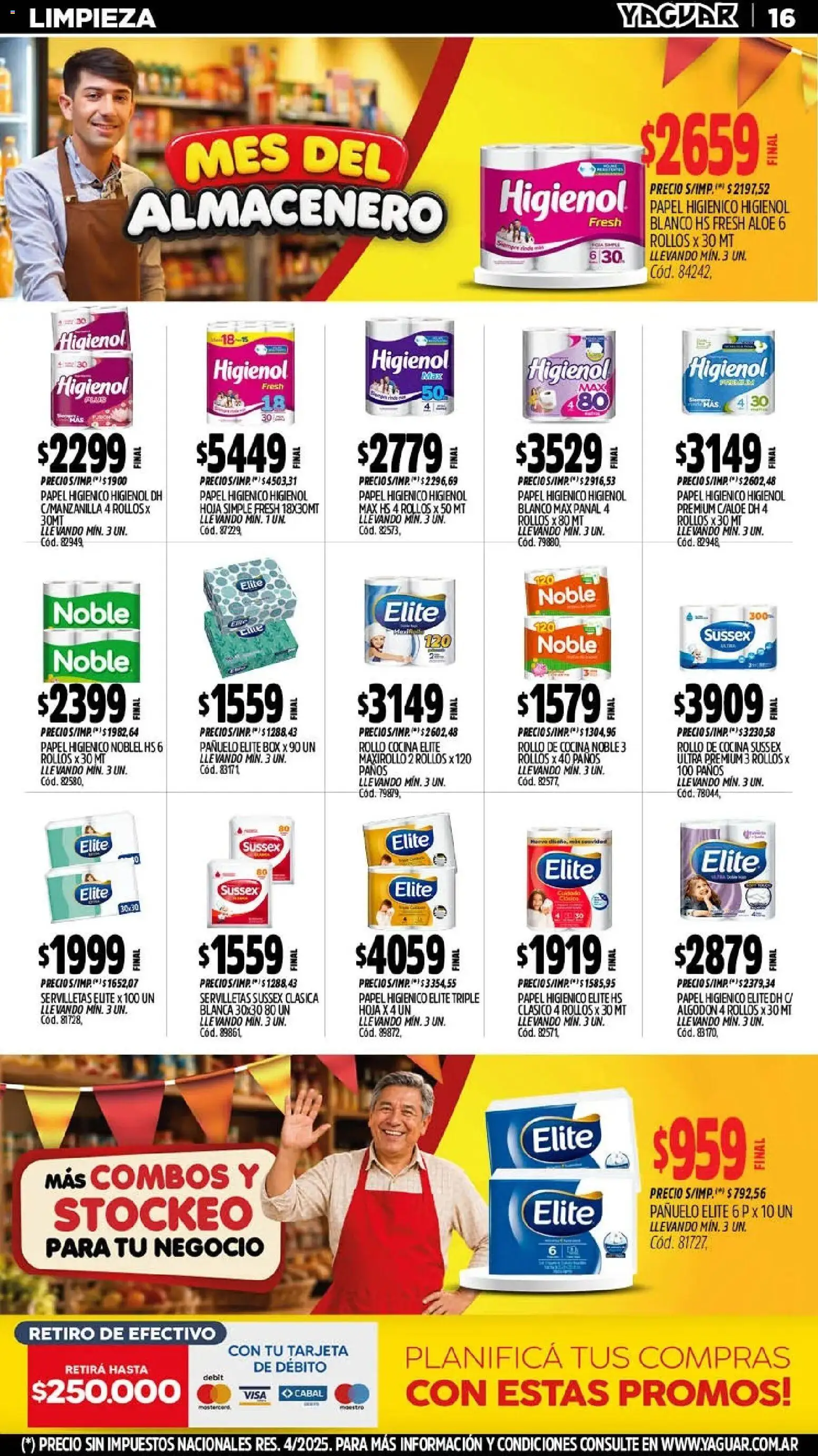 Yaguar - Oferta Semanal General Roca │ válido desde el 28/09/2026 | Página: 16 | Productos: Papel higiénico, Algodón, Cocina, Huevo