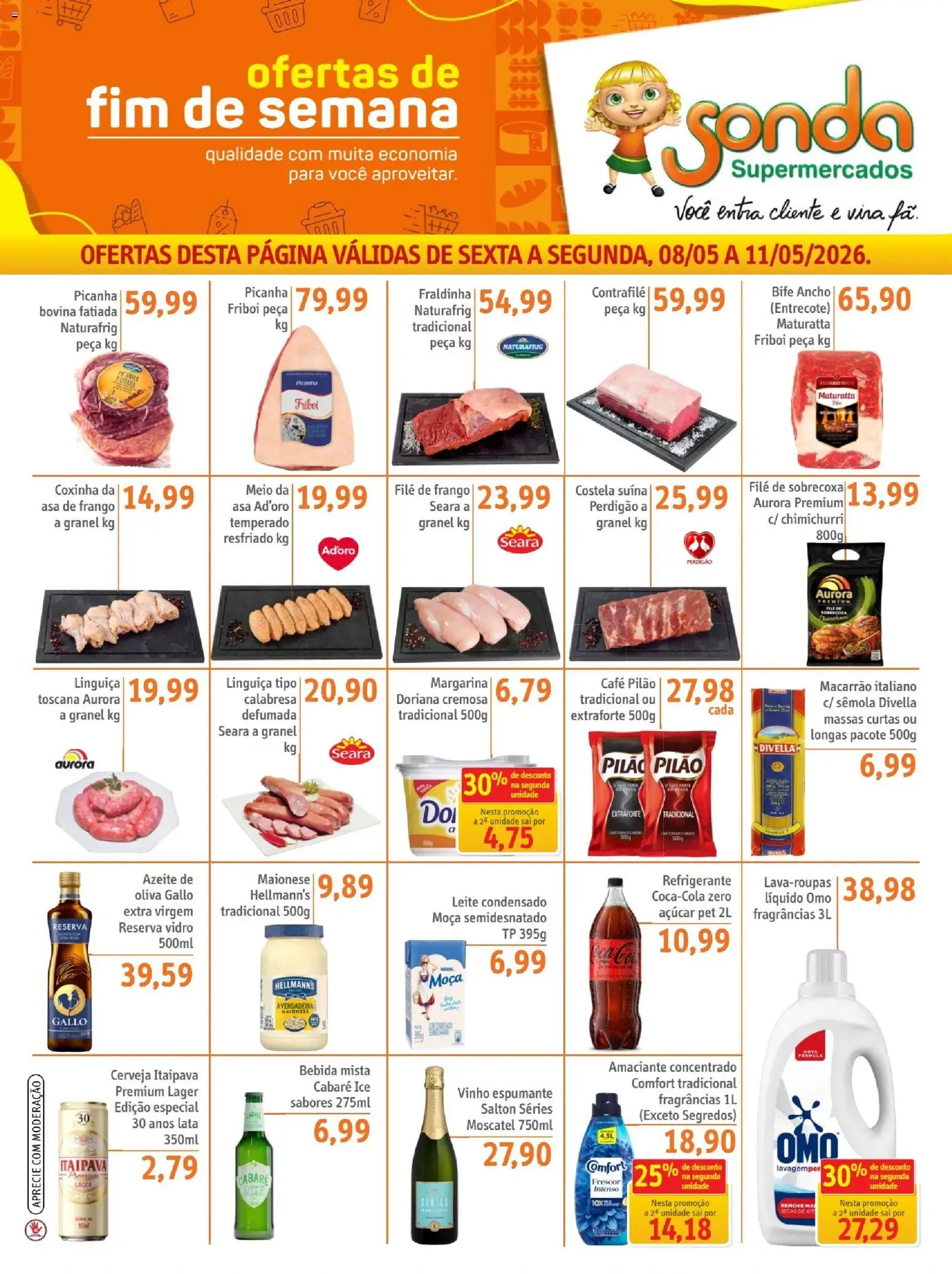 Sonda Folheto - válido de 08.05.2026 | Página: 1 | Produtos: Doriana, Fraldinha, Café, Vinho