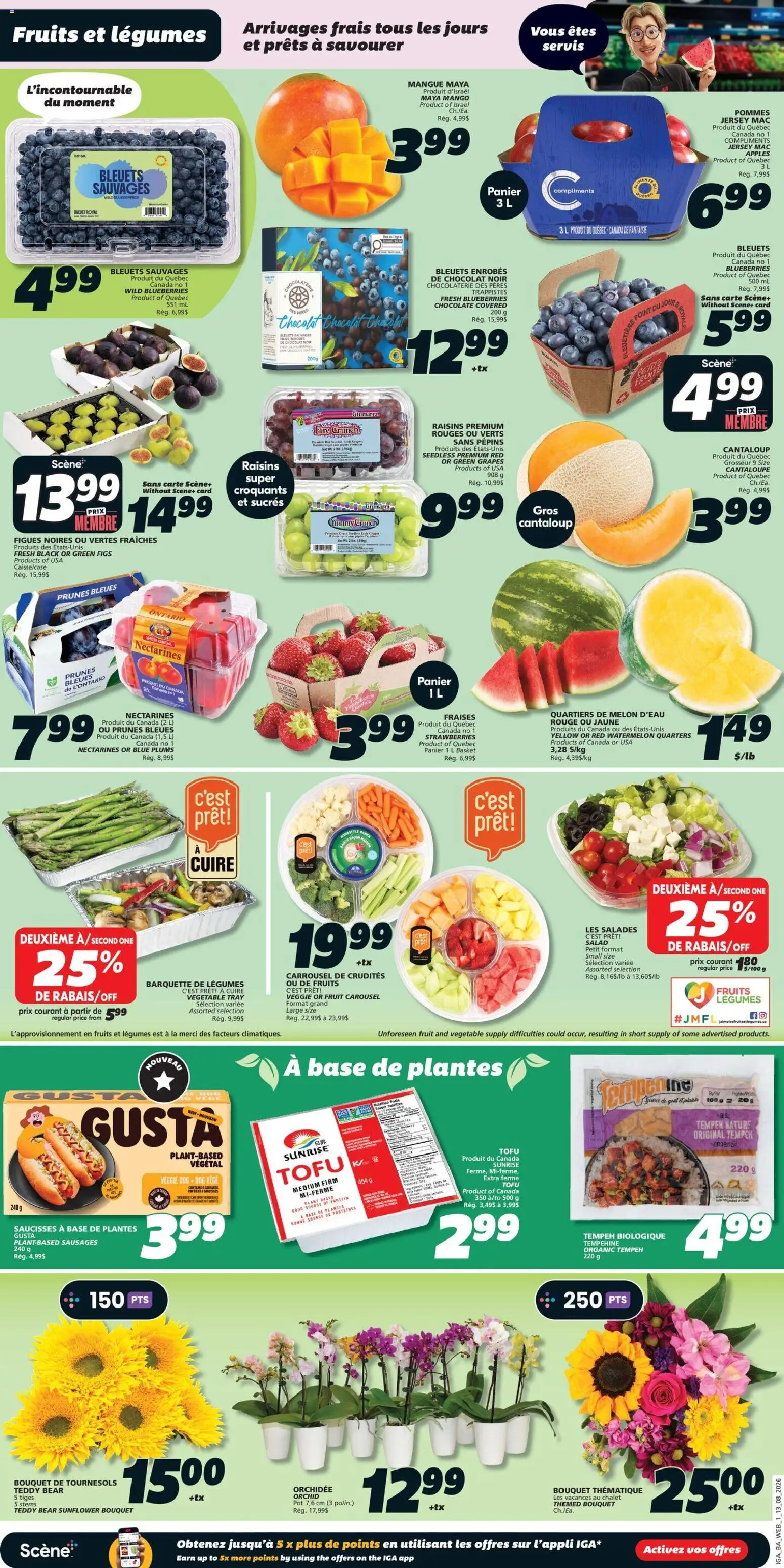 IGA flyer valid from Aug 13, 2026 | Page: 3 | Products: Figs, Sausages, Legumes, Orchid