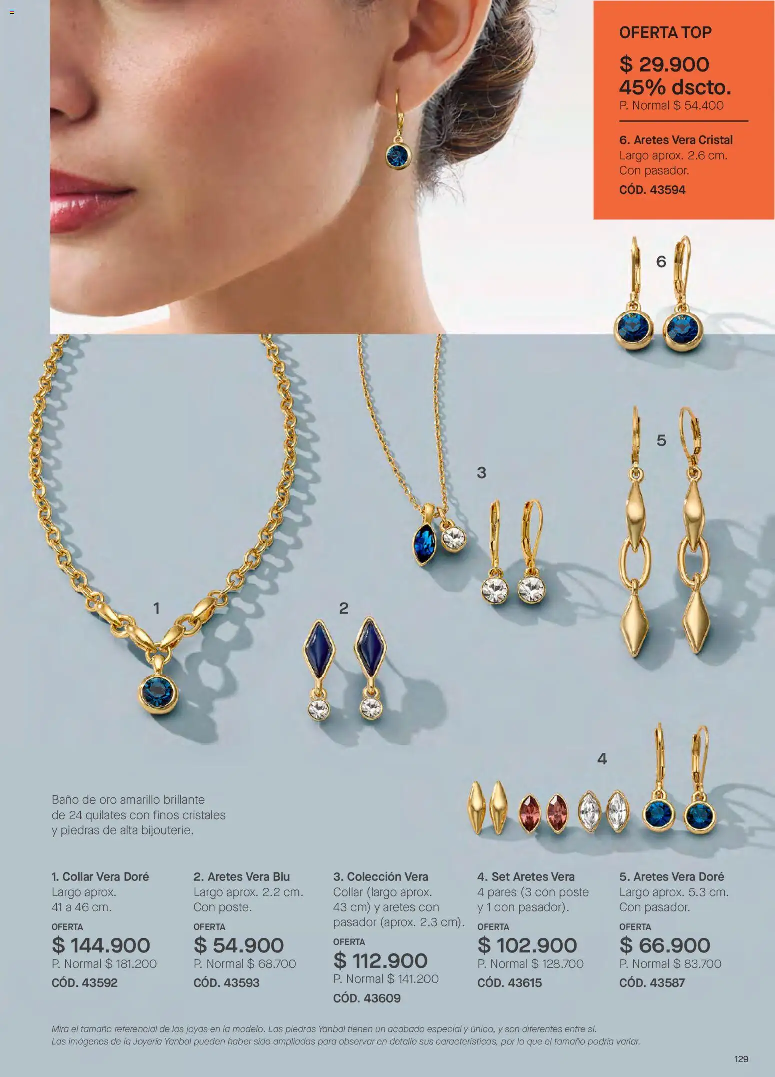 Yanbal revista - valida desde el 23.05.2026 | Página: 129 | Productos: Aretes, Baño, Top, Collar
