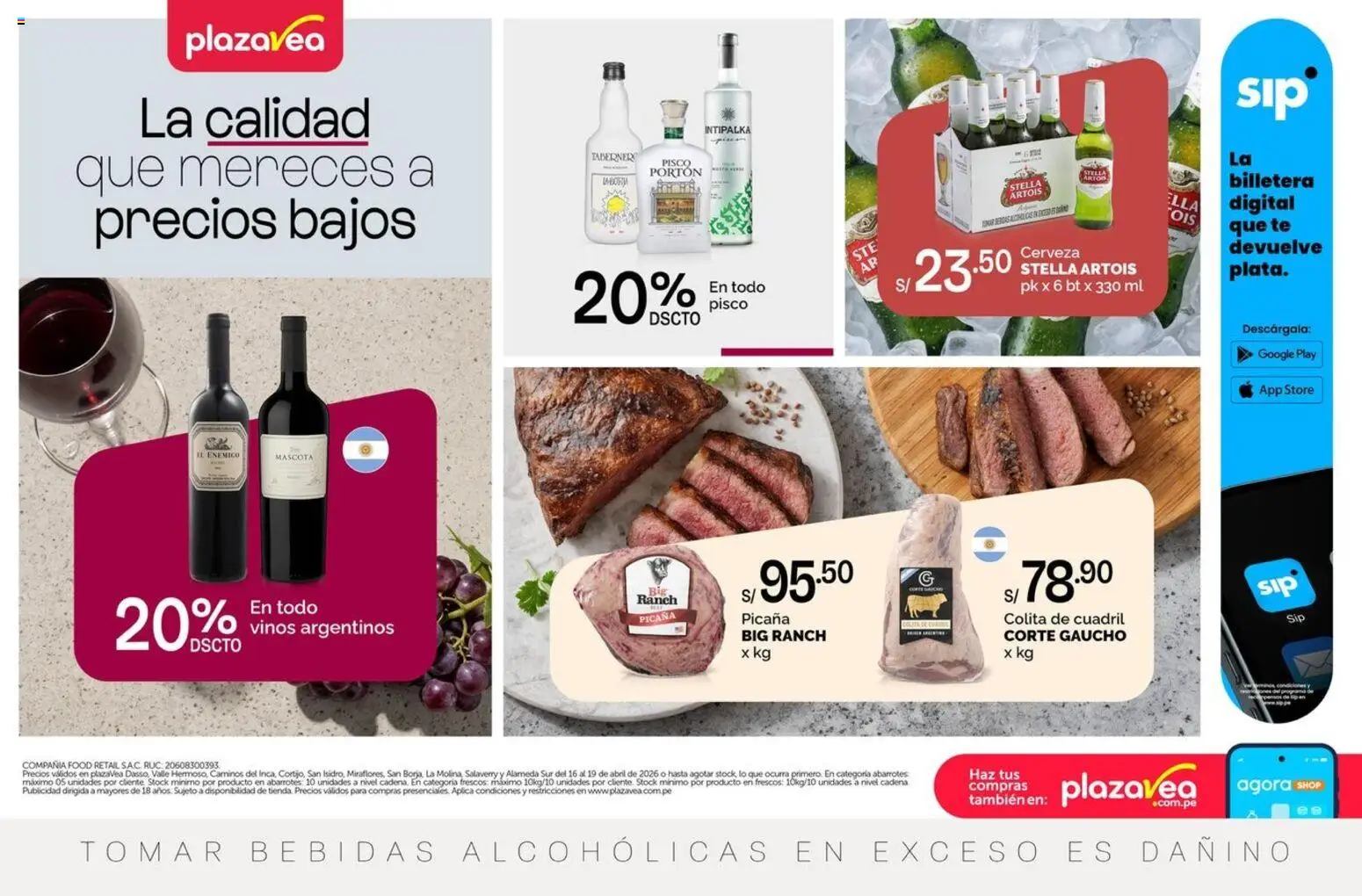 Catálogo Plaza Vea válido desde 16.04.2026 | Página: 1 | Productos: Cerveza, Té, Billetera