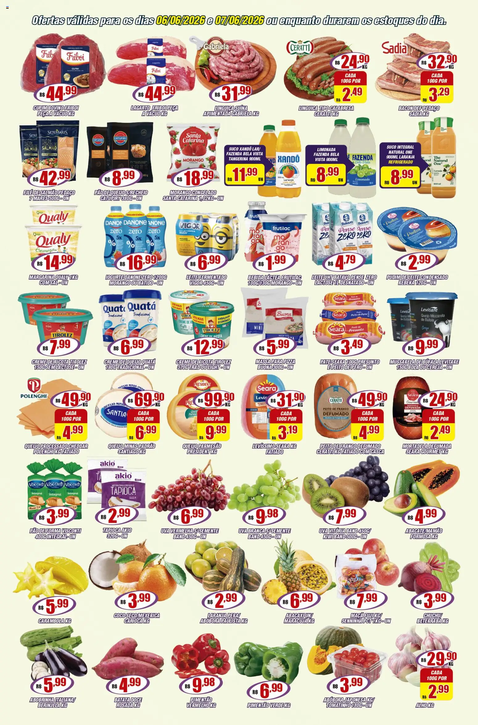Violeta Supermercados Folheto - válido de 06.06.2026 | Página: 2 | Produtos: Linguiça, Leite, Catupiry, Leite fermentado