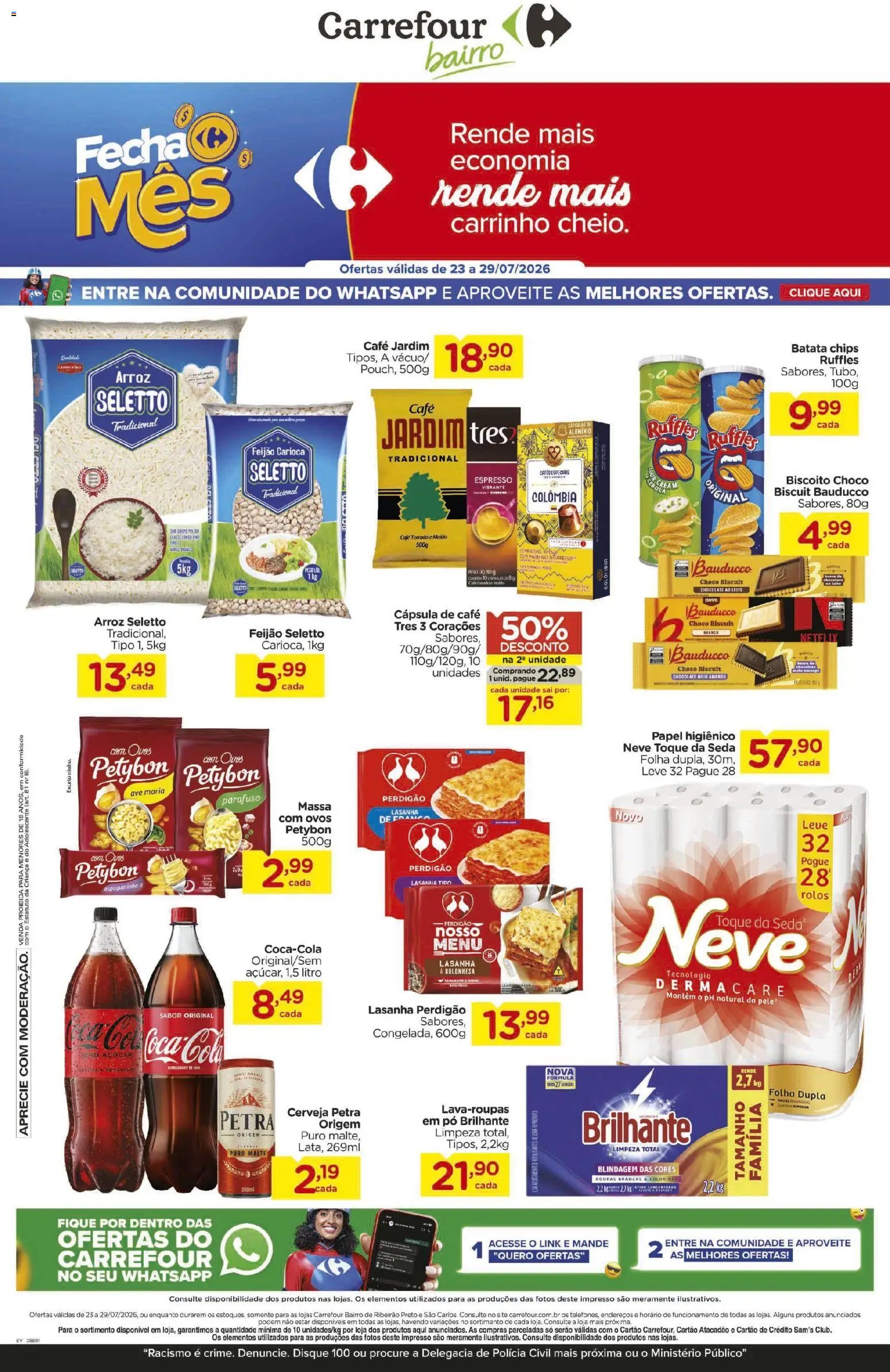 Carrefour Bairro Folheto - válido de 23/07/2026 | Página: 1 | Produtos: Cápsula de café, Café, Arroz, Roupas