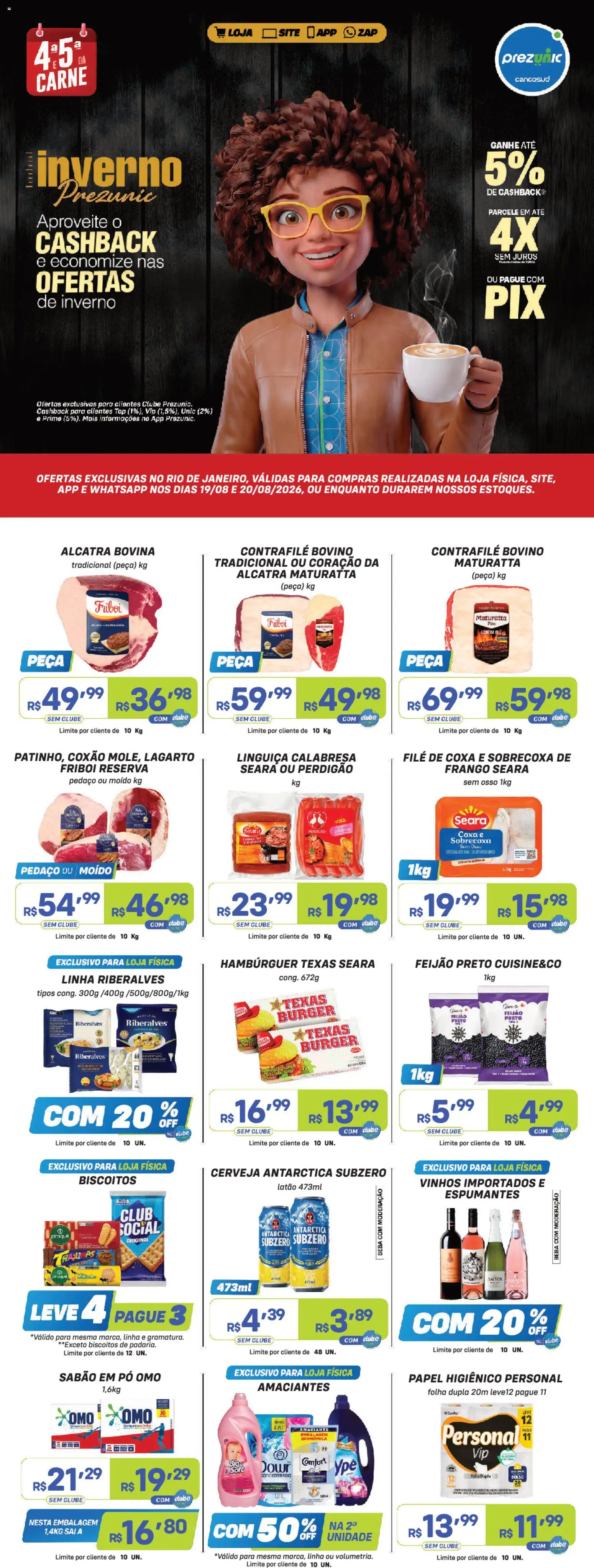 Prezunic Folheto - válido de 19/08/2026 | Página: 1 | Produtos: Feijão, Sabão, Carne, Frango