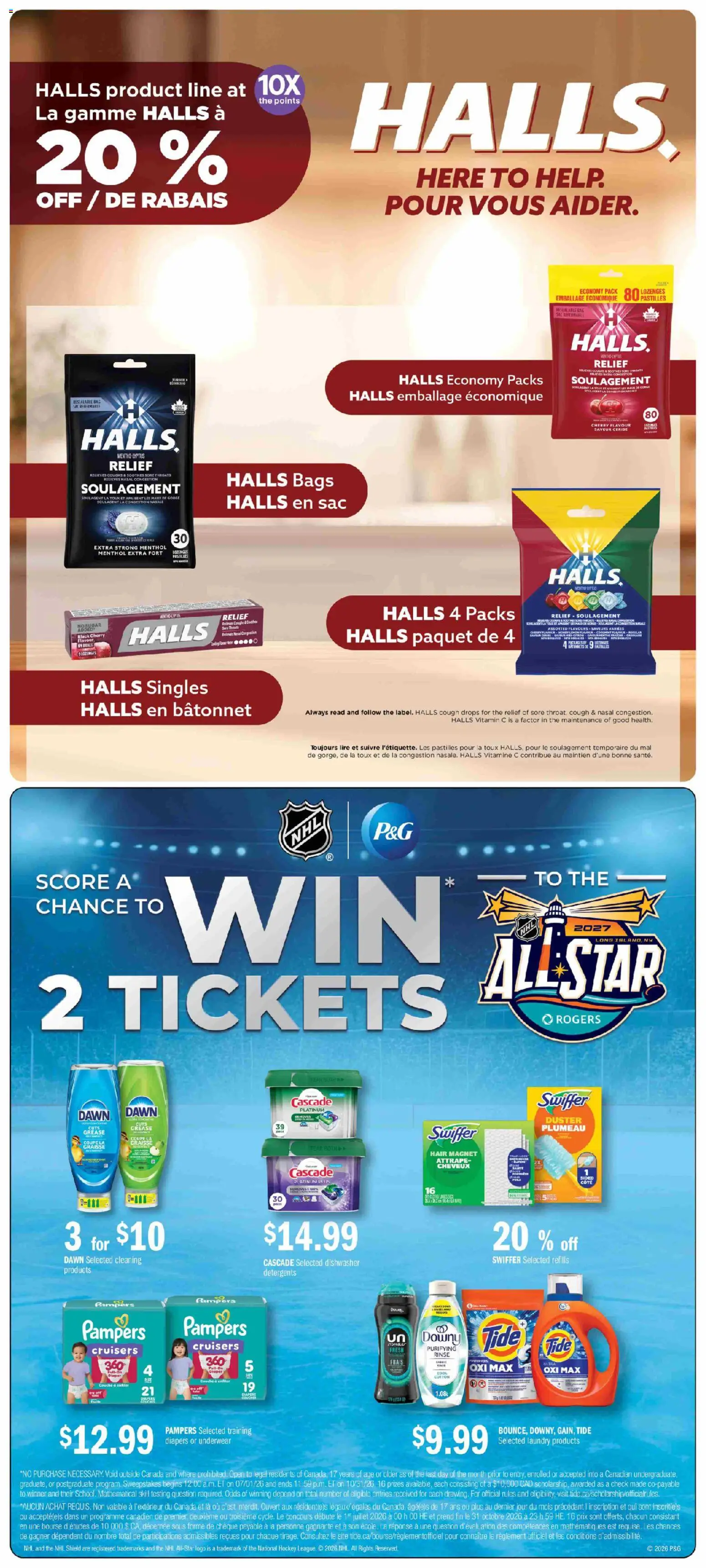 Jean Coutu flyer valid from Oct 1, 2026 | Page: 12 | Products: Cough drops, Dishwasher, Diapers, Underwear