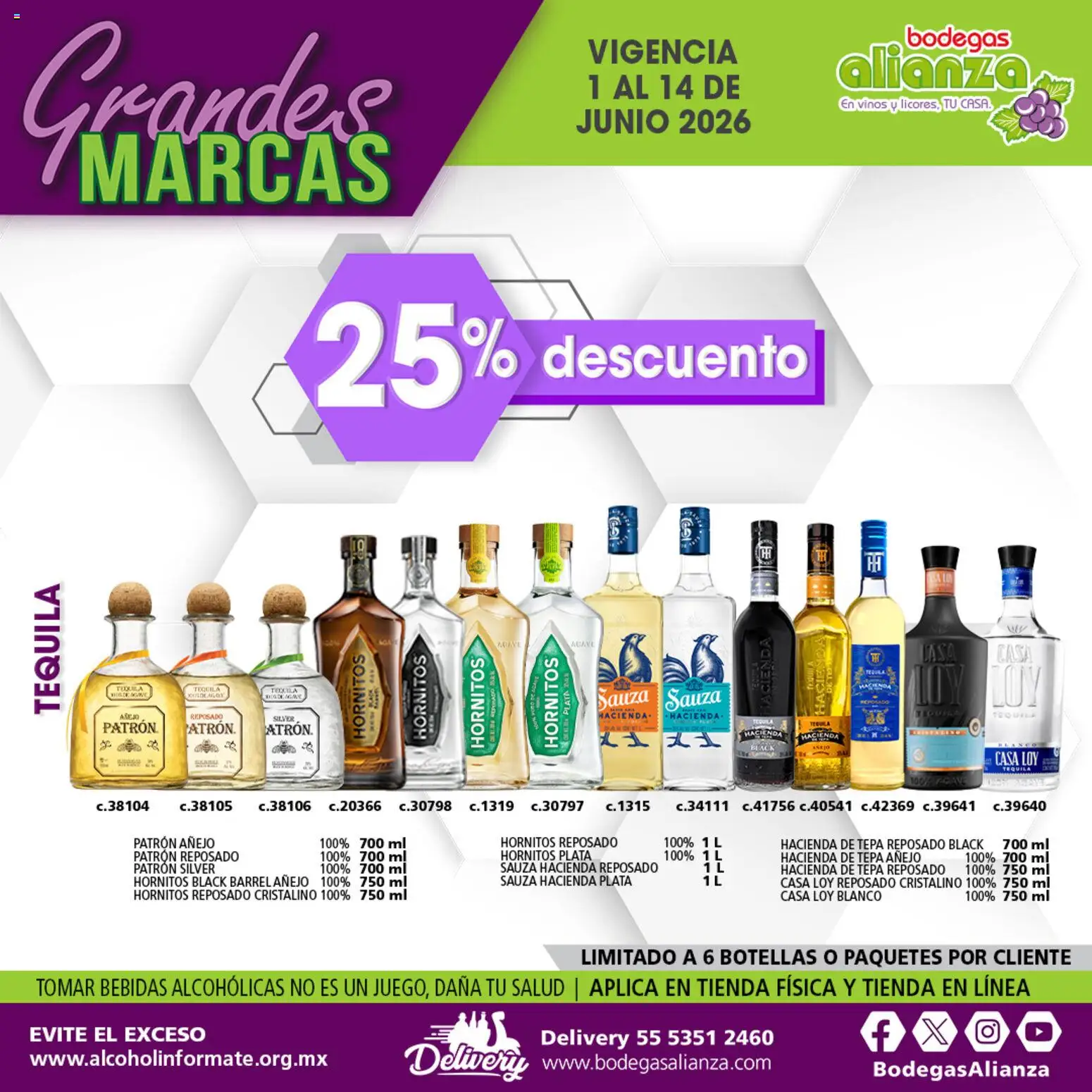 Nuevas ofertas de Bodegas Alianza válidas en toda la República Mexicana desde el 01.06.2026. ¡Encuentra las mejores ofertas en Bodegas Alianza catálogo Grandes Marcas! | Página: 5 | Productos: Tequila