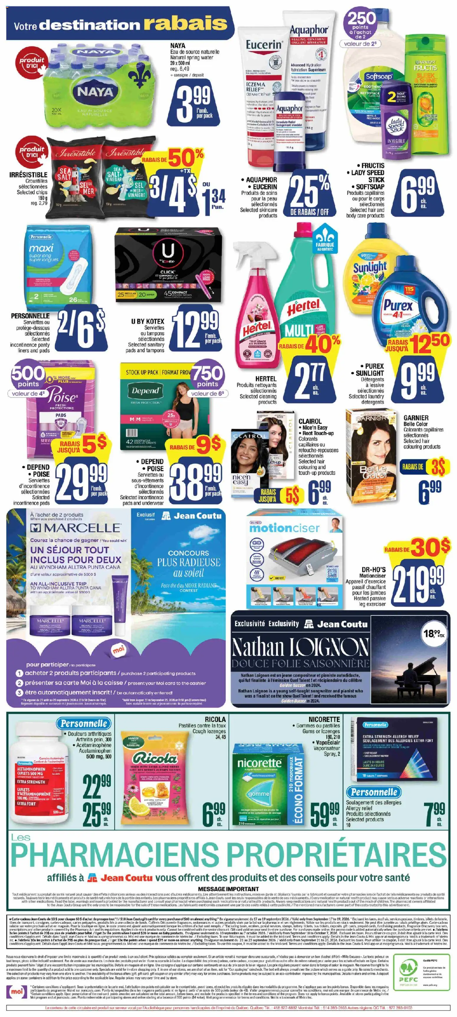 Jean Coutu flyer valid from Sep 17, 2026 | Page: 3 | Products: Incontinence pads, Fragrance, Inserts, Underwear