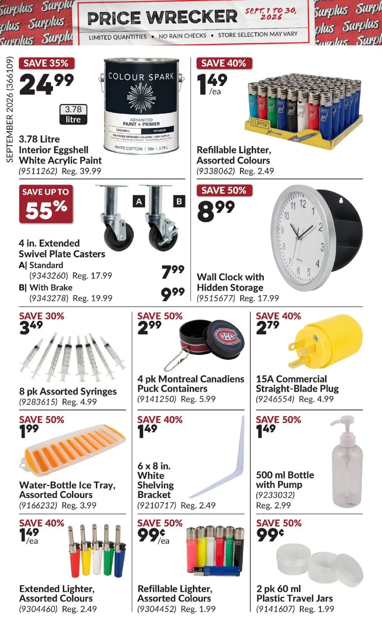 Princess Auto flyer valid from Sep 1, 2026 | Page: 21 | Products: Wall clock, Ice