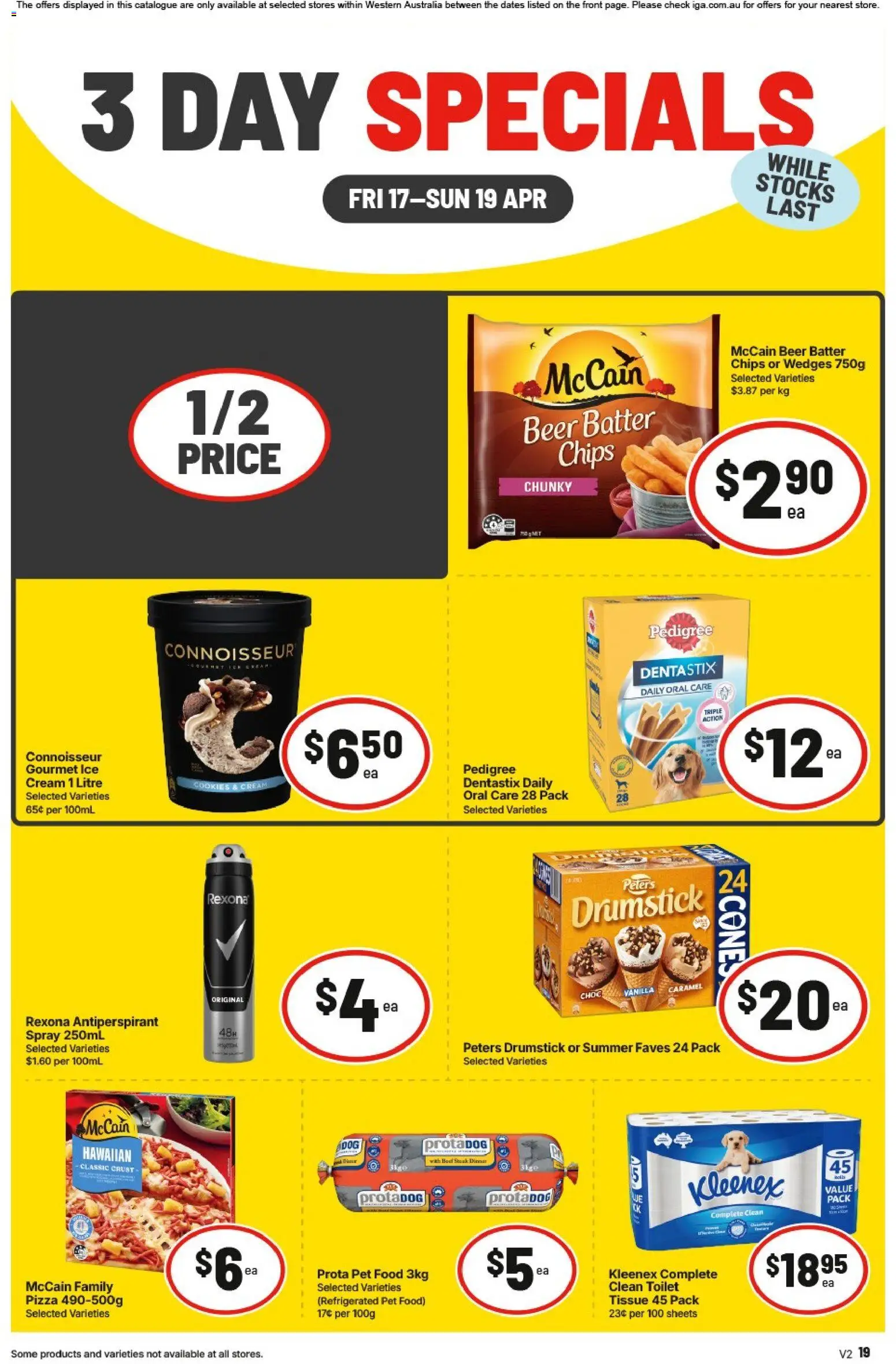 IGA catalogue - valid from 17.04.2026 | Page: 3 | Products: Toilet, Pizza, Beer, Chips