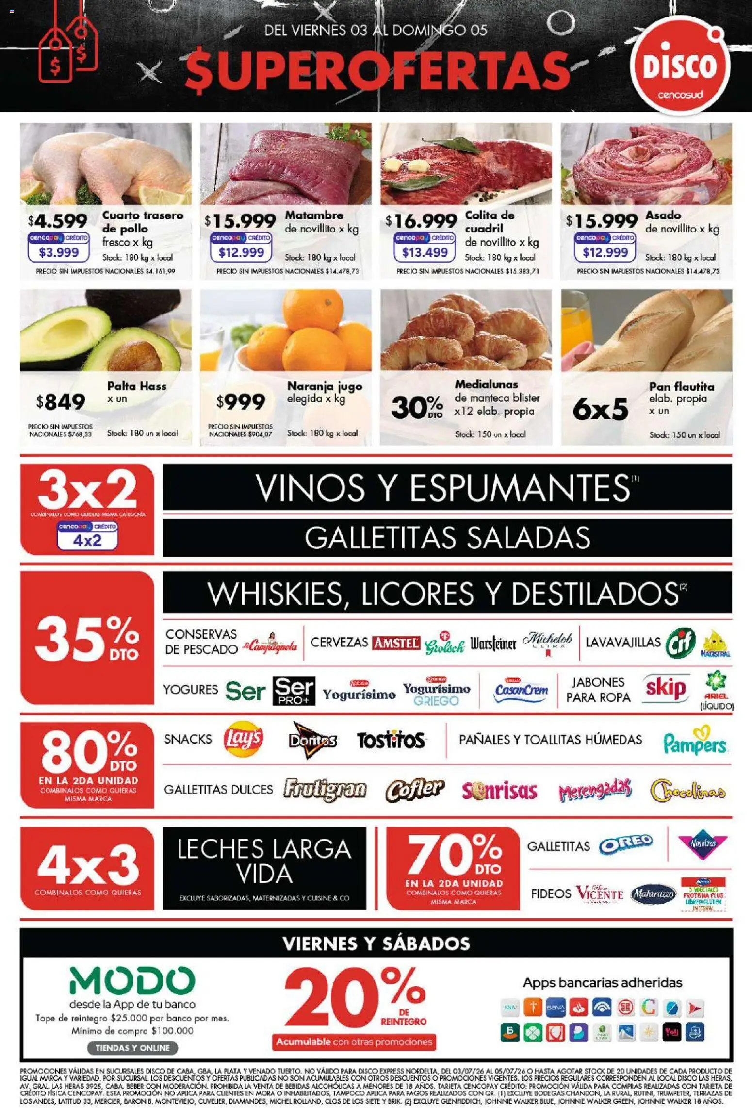 Disco ofertas │ válido desde el 03/07/2026 | Página: 1 | Productos: Galletitas, Pan, Jugo, Fideos