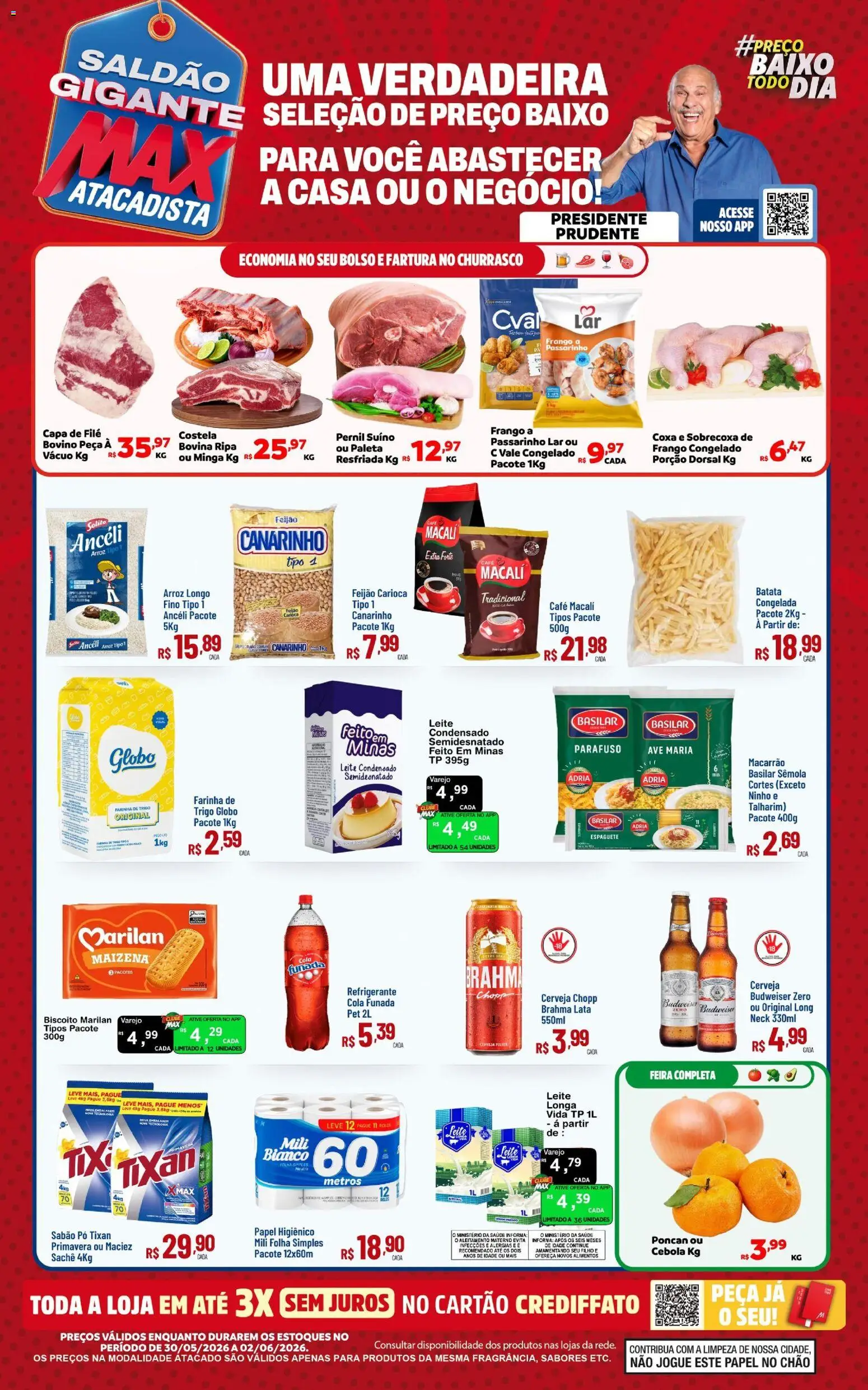 Max Atacadista Folheto - válido de 30.05.2026 | Página: 1 | Produtos: Cebola, Pó, Refrigerante, Leite condensado