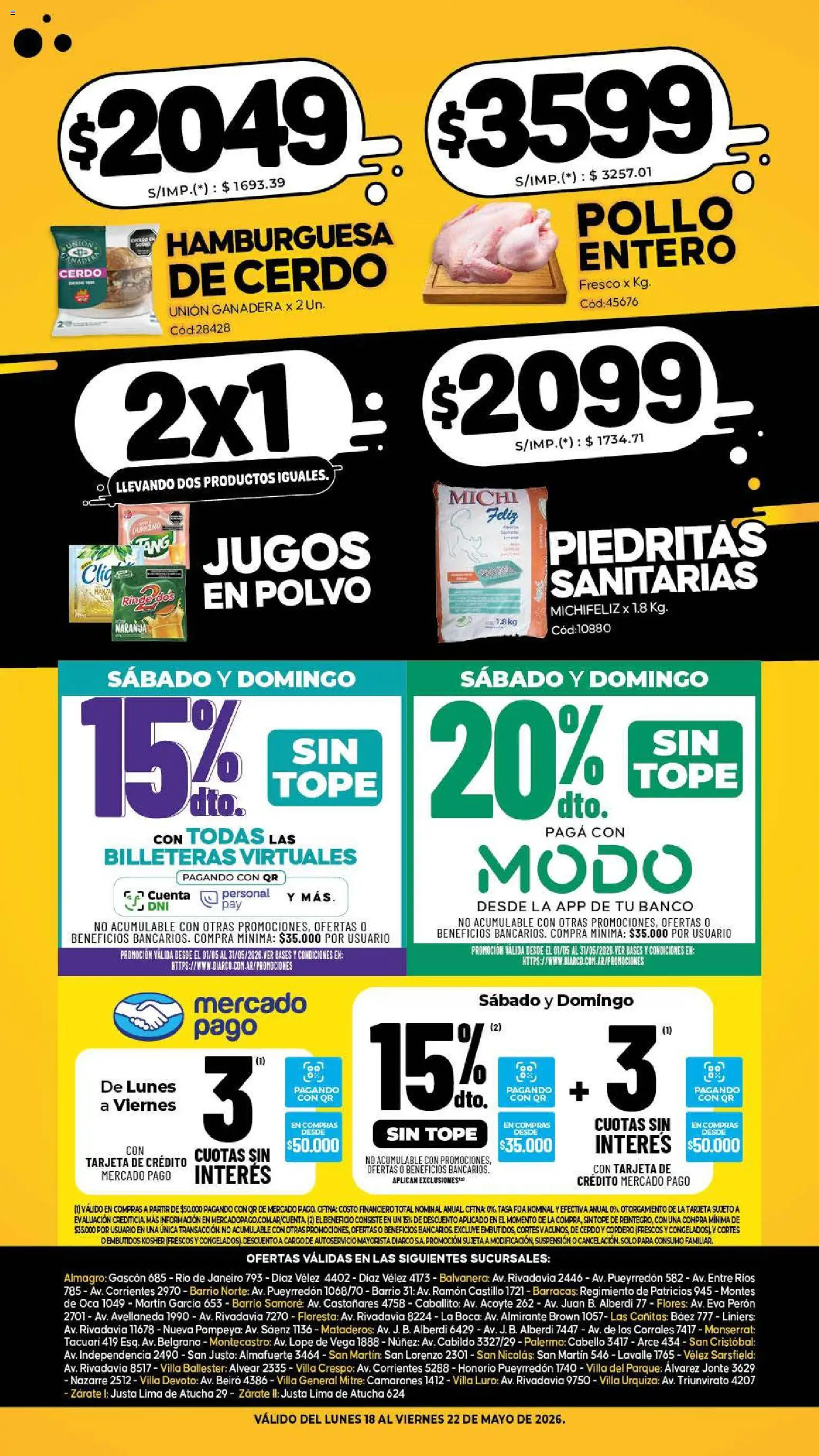 Diarco - Especial Locura De Precios │ válido desde el 18.05.2026 | Página: 2 | Productos: Banco, Lima, General, Cerdo