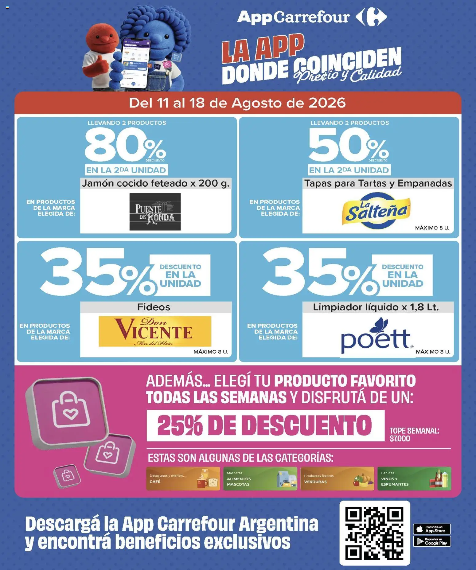 Carrefour ofertas │ válido desde el 11/08/2026 | Página: 37 | Productos: Jamón cocido, Verduras, Jamón, Limpiador