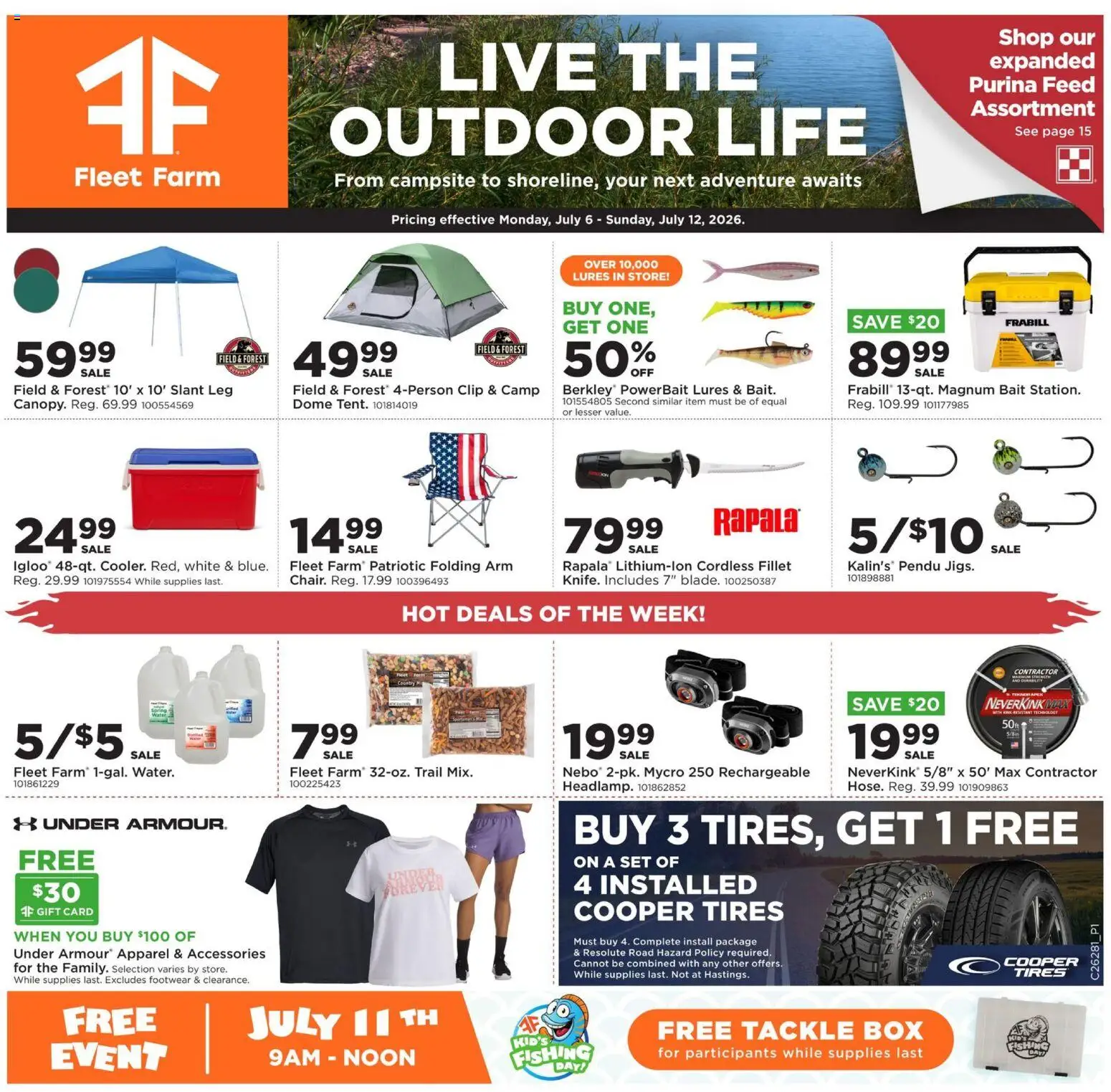 Mills Fleet Farm Weekly Ad - valid from 07/06/2026 | Page: 1 | Products: Box, Clip, Bait