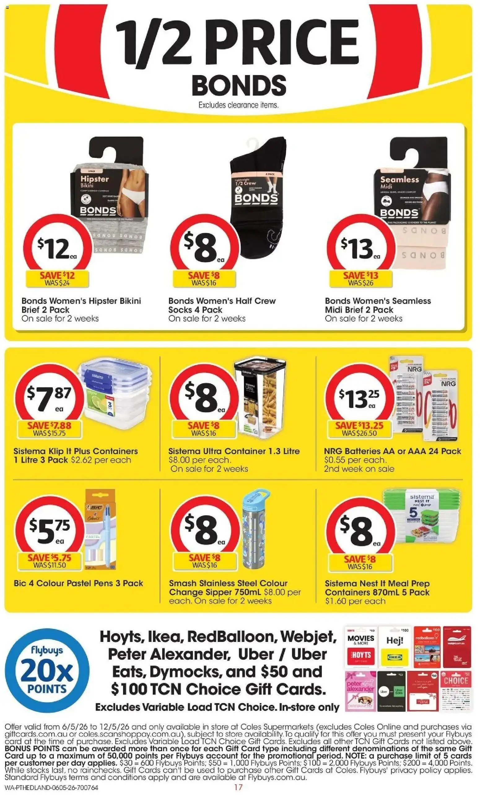Coles catalogue - valid from 05.05.2026 | Page: 17 | Products: Bikini, Socks, Batteries