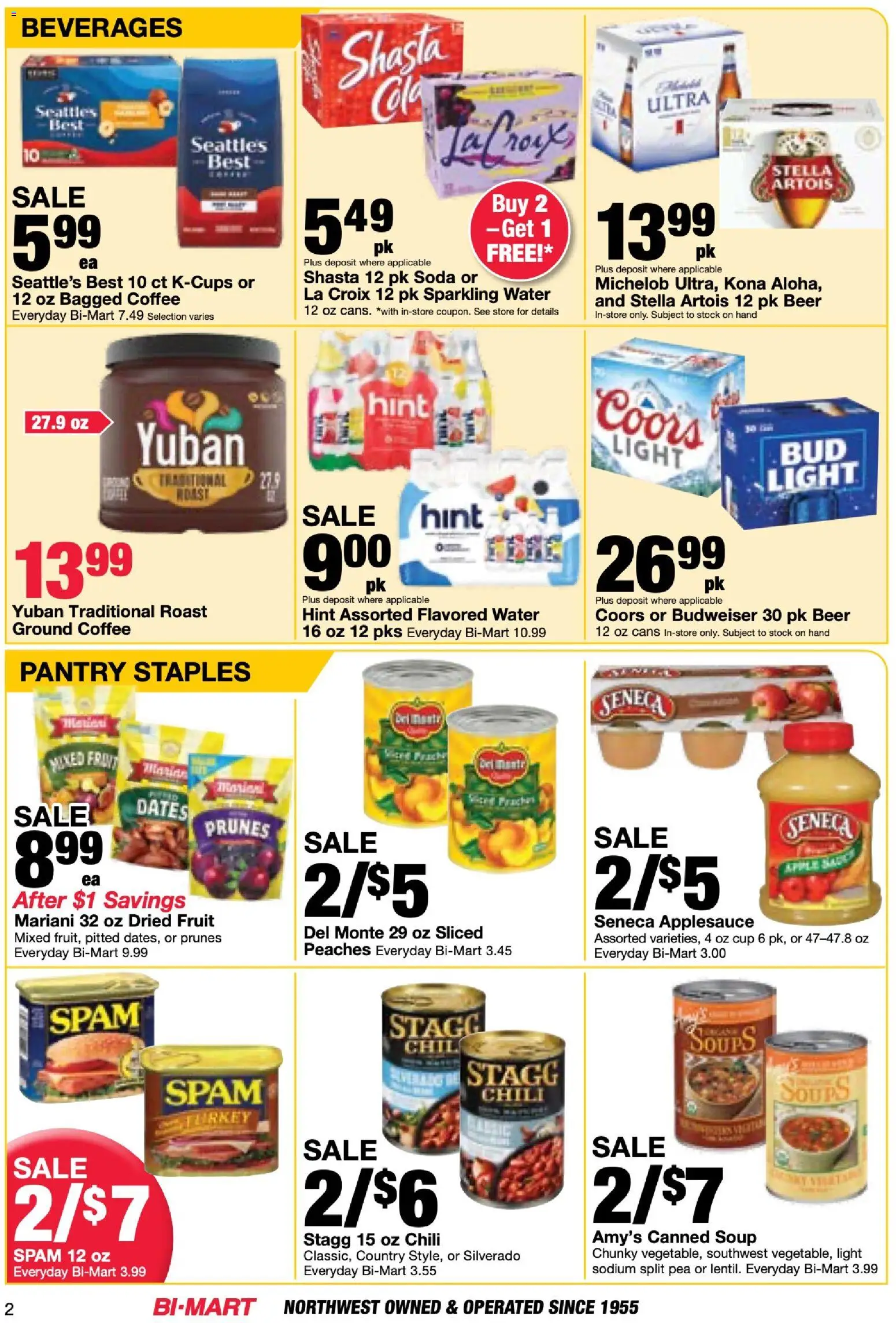 Bi-Mart Membership Savings Book - valid from 14.04.2026 | Page: 2 | Products: Coffee, Beer, Water, Pea