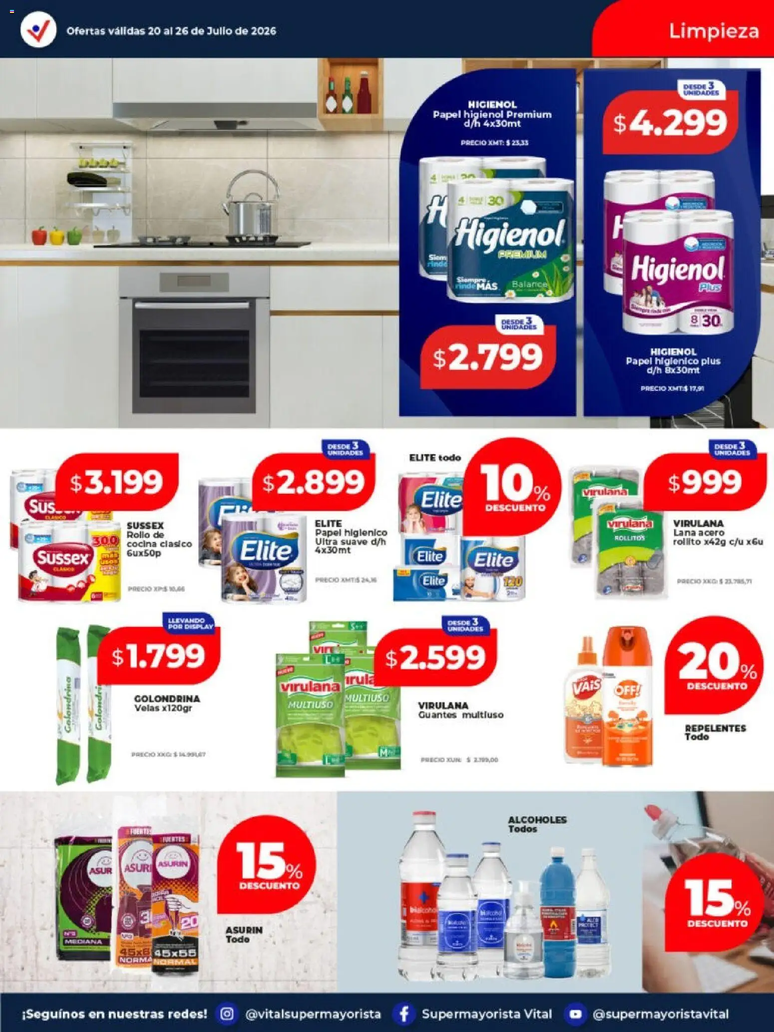 Vital - Ofertas │ válido desde el 20/07/2026 | Página: 11 | Productos: Papel higiénico, Cocina, Guantes