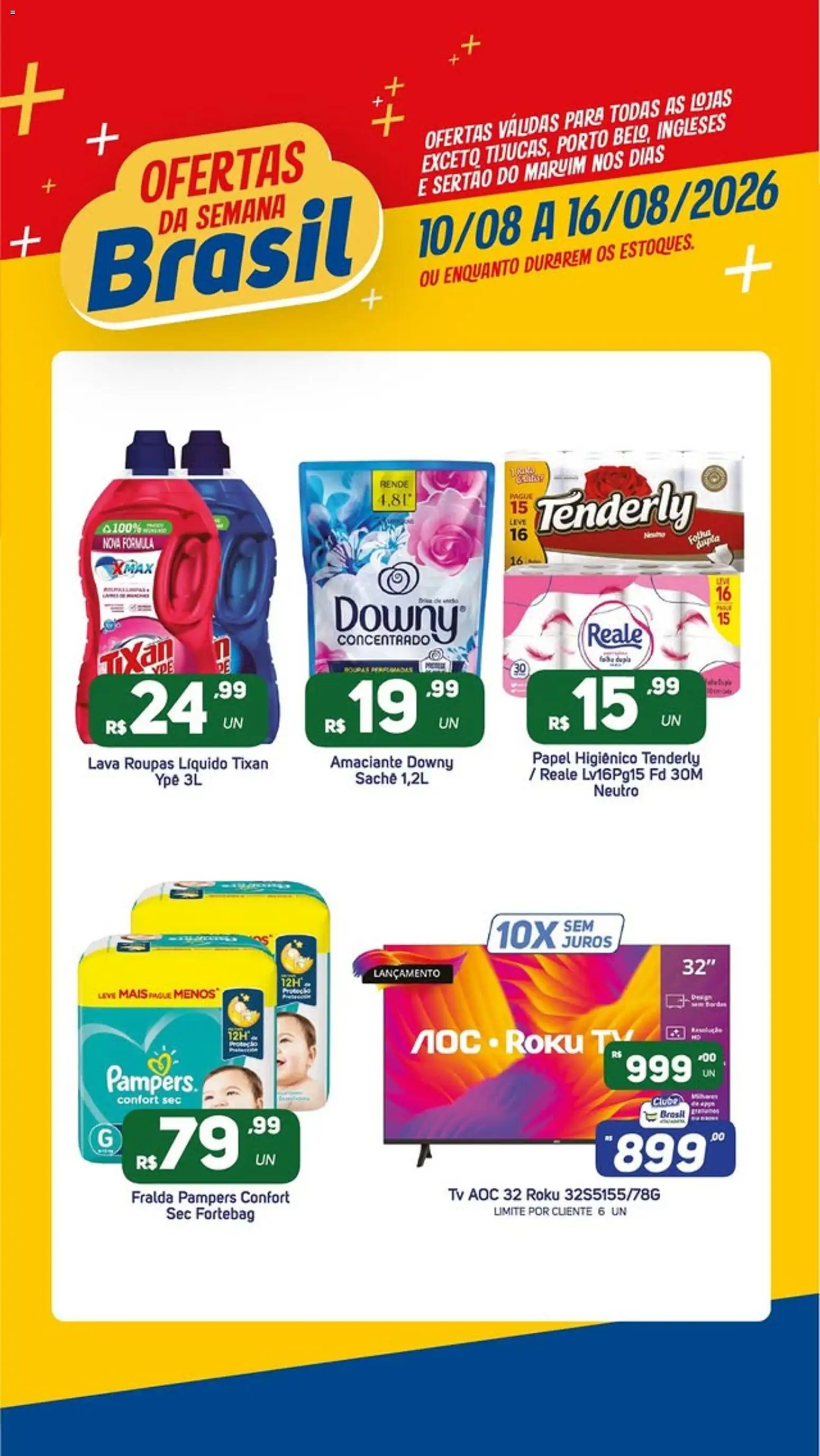 Brasil Atacadista Folheto - válido de 10/08/2026 | Página: 5 | Produtos: Fralda pampers, Amaciante downy, Tv, Amaciante