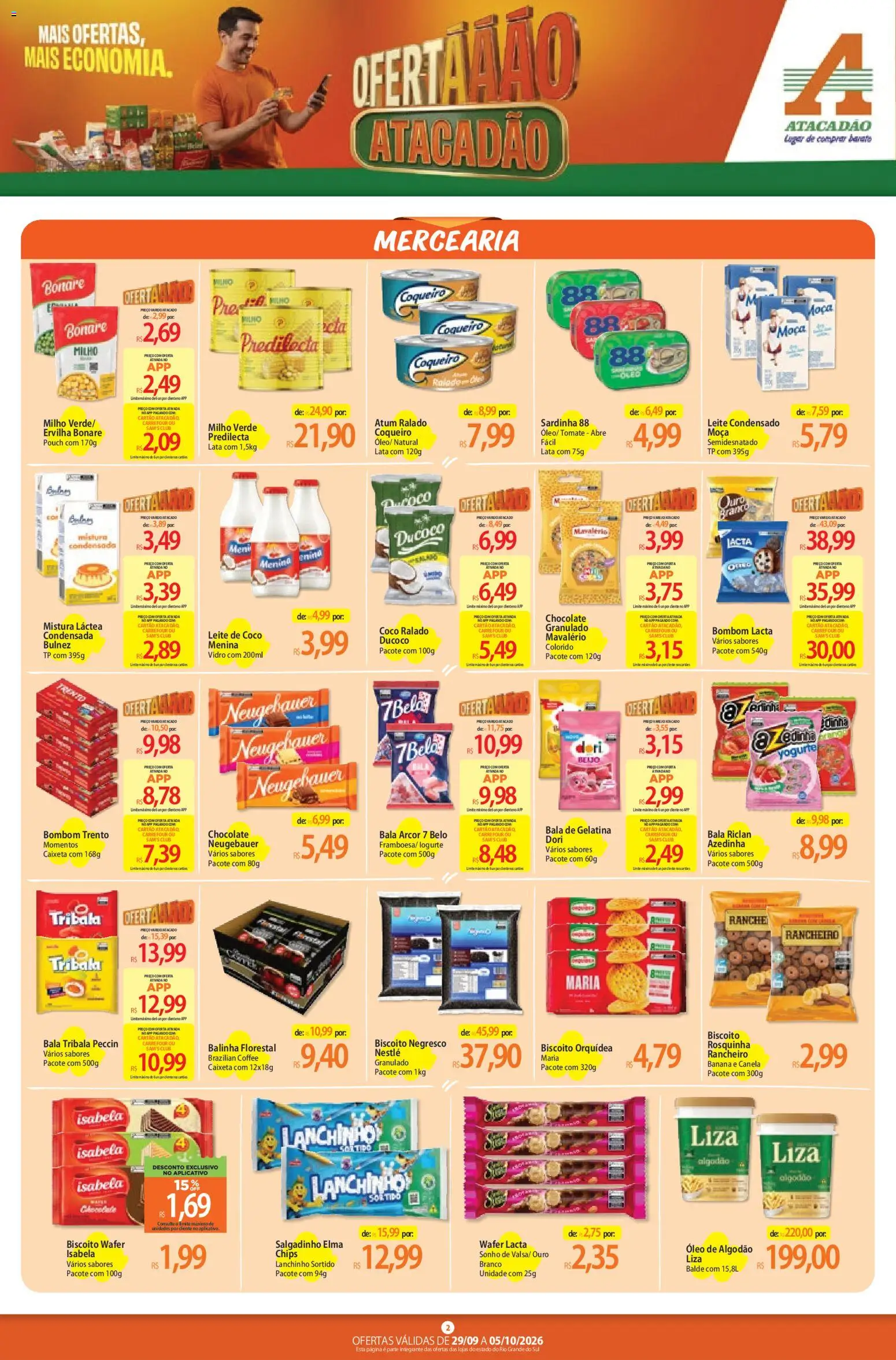 Atacadão Folheto - válido de 29/09/2026 | Página: 2 | Produtos: Tomate, Atum, Leite condensado, Gelatina