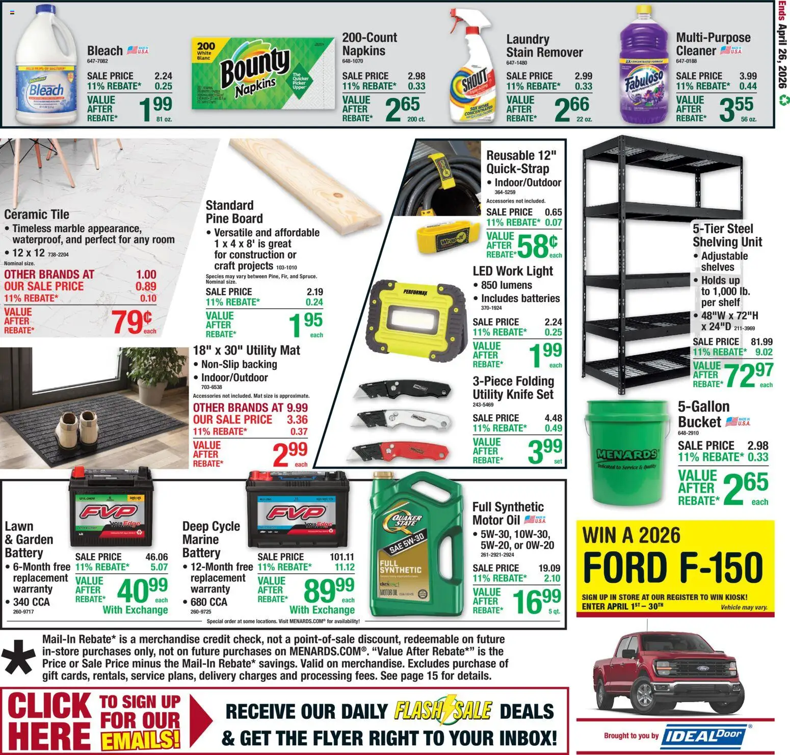 Menards Weekly Ad - valid from 16.04.2026 | Page: 22 | Products: Shelf, Battery, Oil, Stain remover