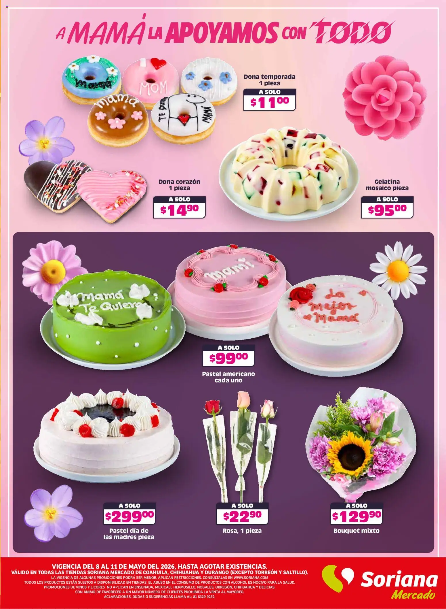 Nuevas ofertas de Soriana válidas en toda la República Mexicana desde el 08.05.2026. ¡Encuentra las mejores ofertas en Soriana Fin de Semana Mercado: Coah, Chih y Dur! | Página: 3 | Productos: Gelatina, Pastel, Té