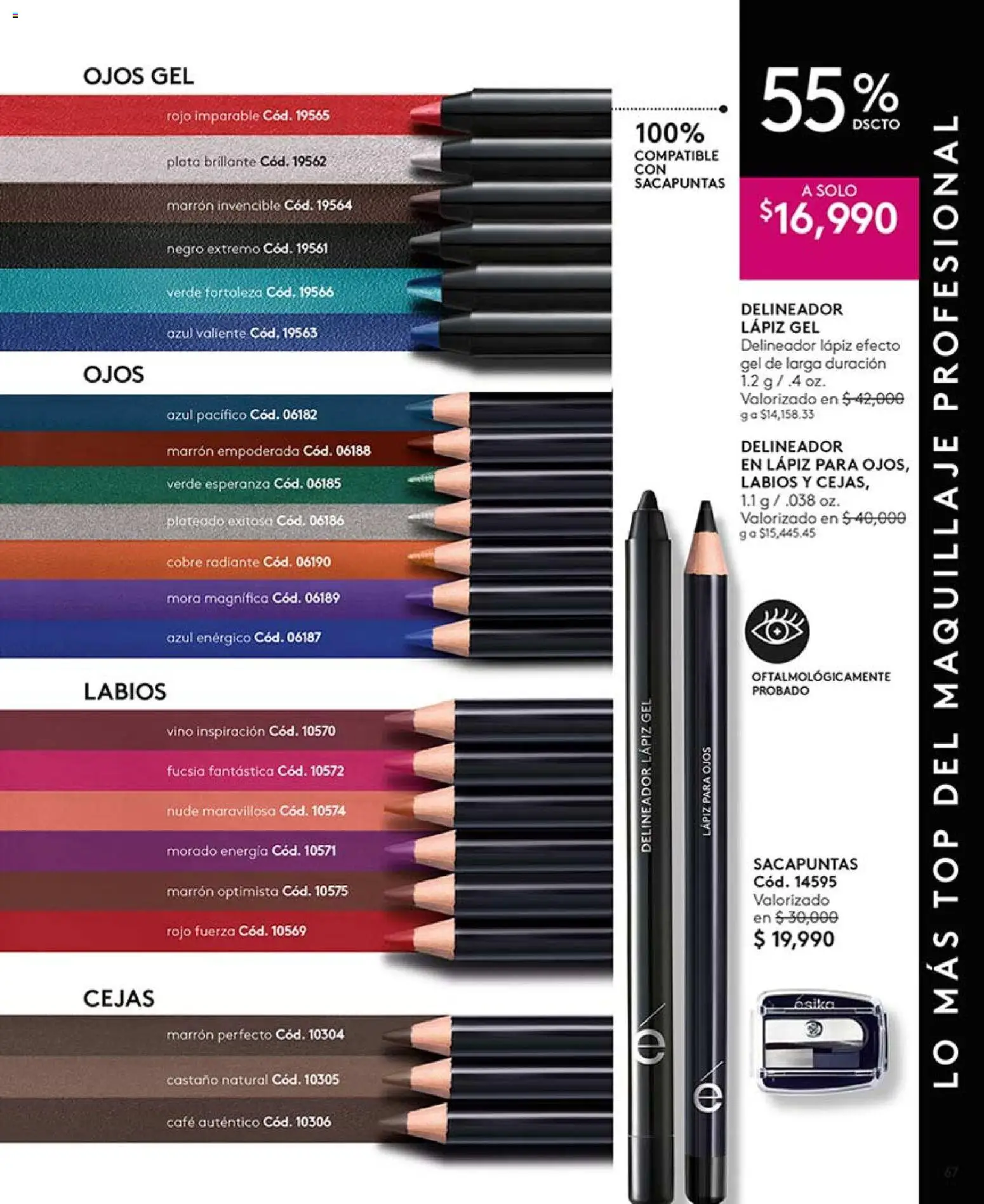 Ésika revista - valida desde el 13.03.2026 | Página: 67 | Productos: Sacapuntas, Maquillaje, Delineador, Vino